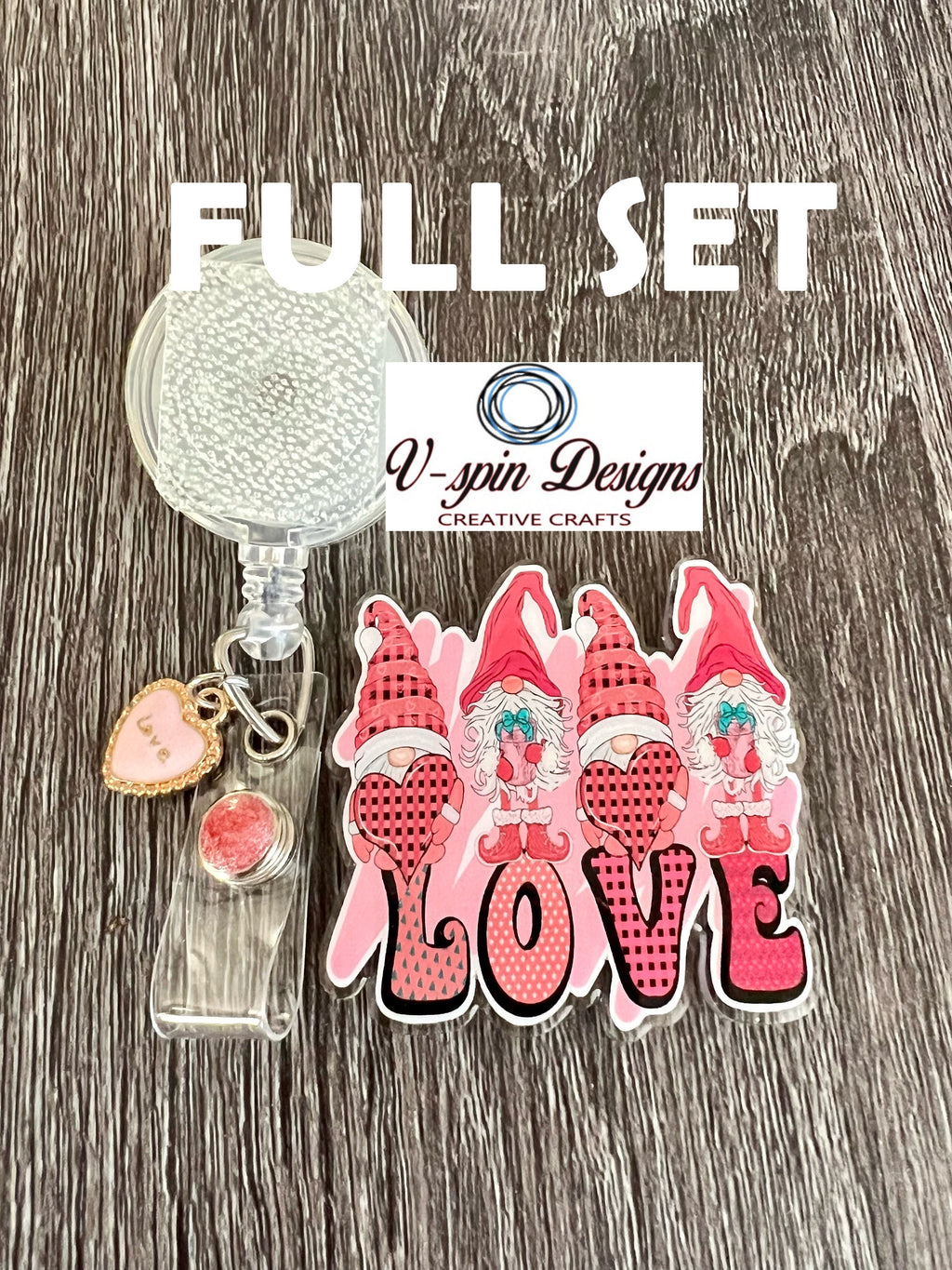 2” Gnome Love, badge reel/ID Holder/card holder/teachers/nurses/valentines