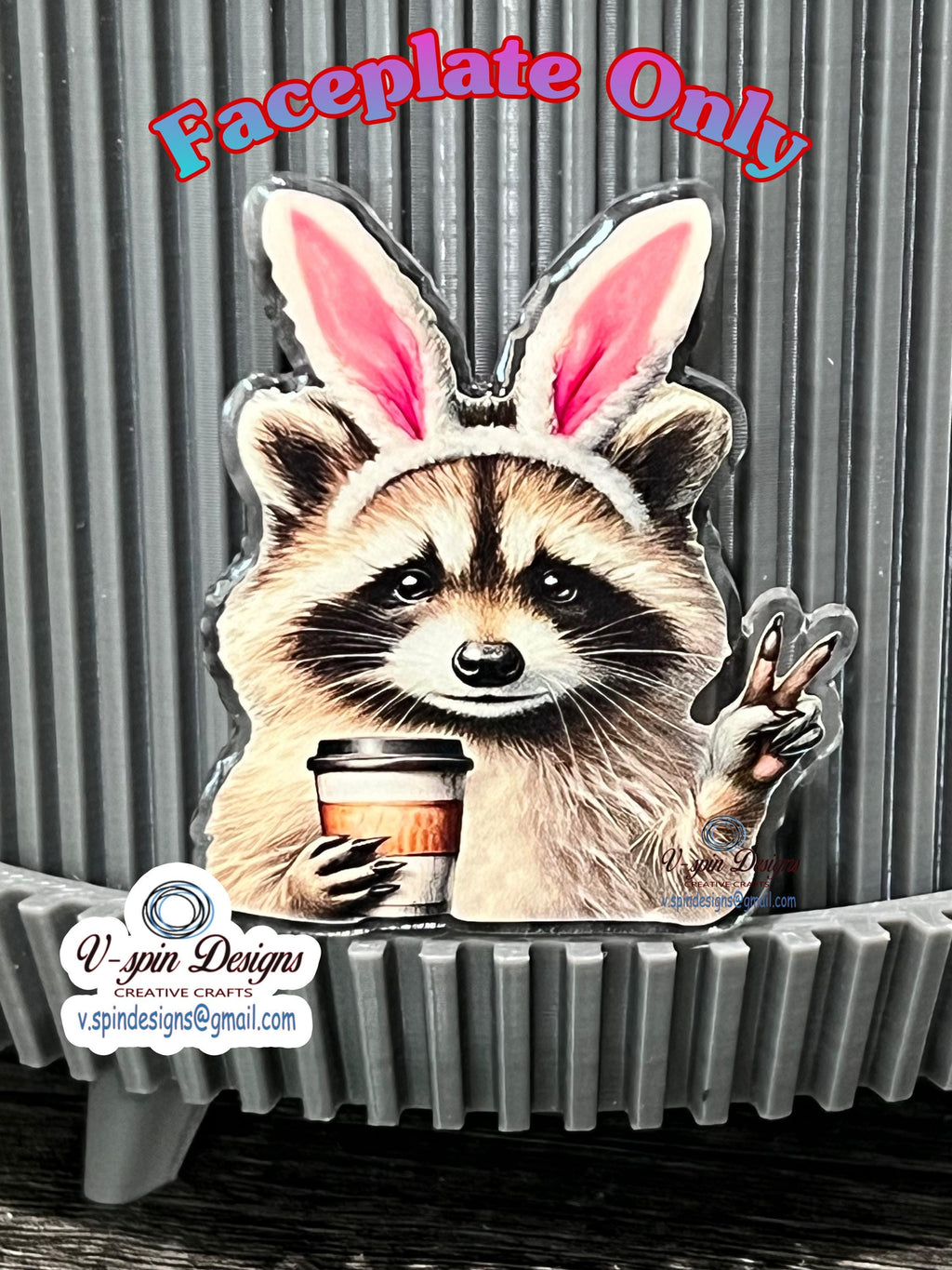 Racoon Bunny Badge reel/ID Holder/card holder/nurse badge reels/Easter Racoon coffee badge reel