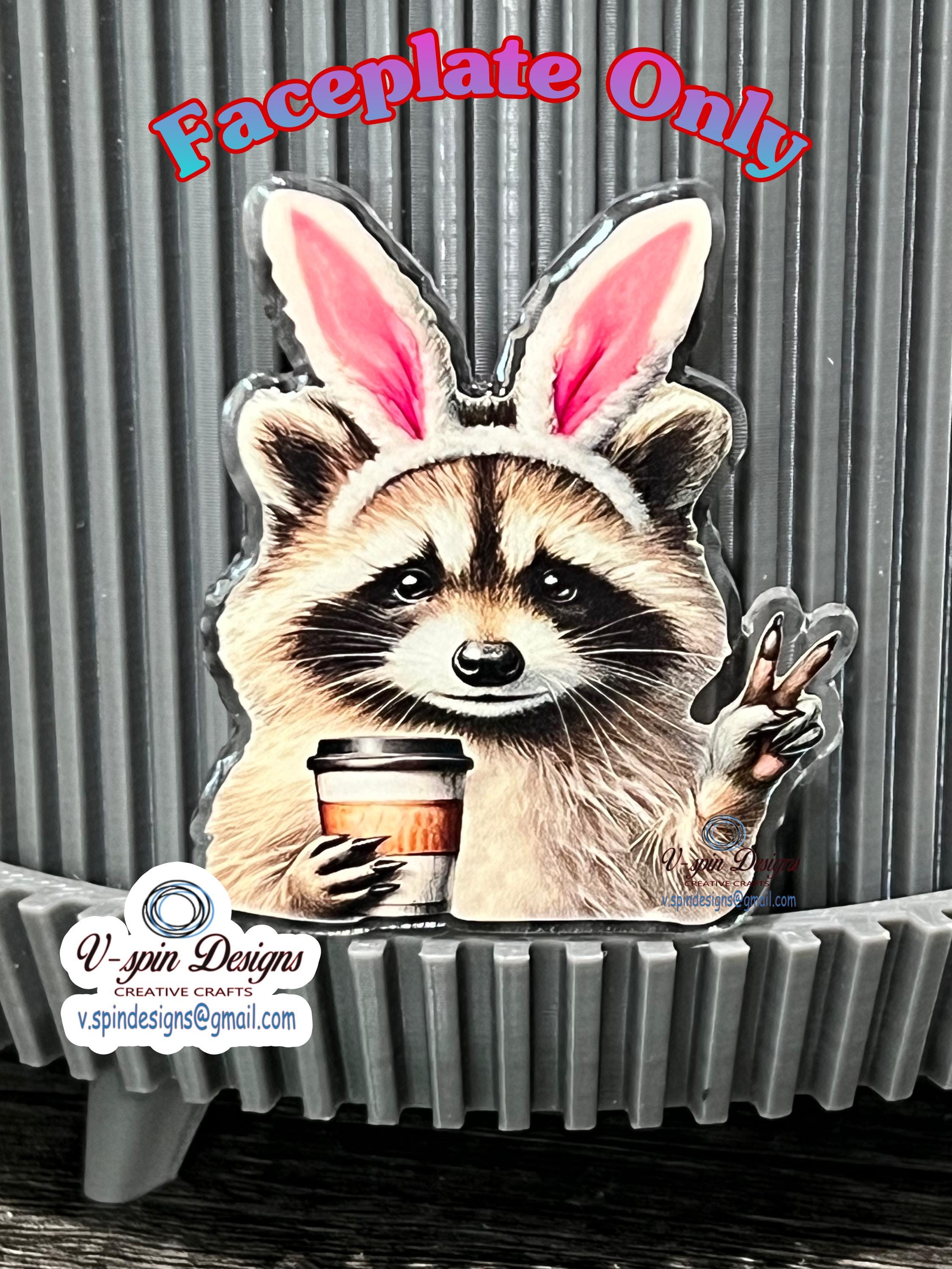 Racoon Bunny Badge reel/ID Holder/card holder/nurse badge reels/Easter Racoon coffee badge reel