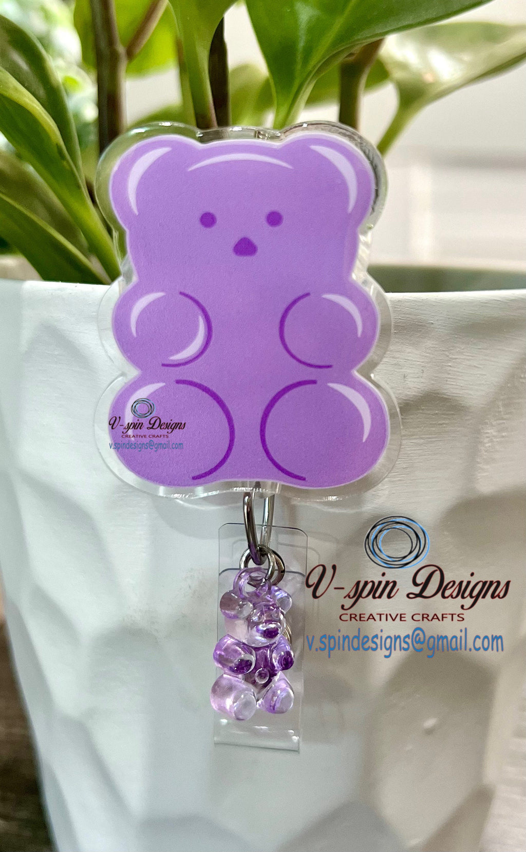 Chunky Gummy Bear purple retractable badge reel/ID holder/nurse/card holder/teachers/students/candy