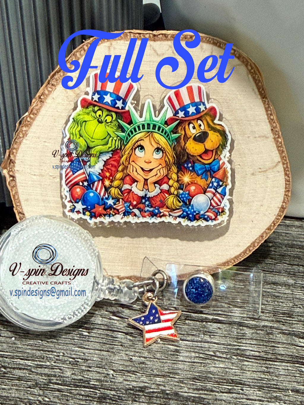 Patriotic 4th of July Badge Reel | Interchangeable Acrylic ID Holder
