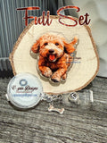 Golden Doodle Puppy Badge Reel | Retractable Acrylic ID Holder for Dog Lovers