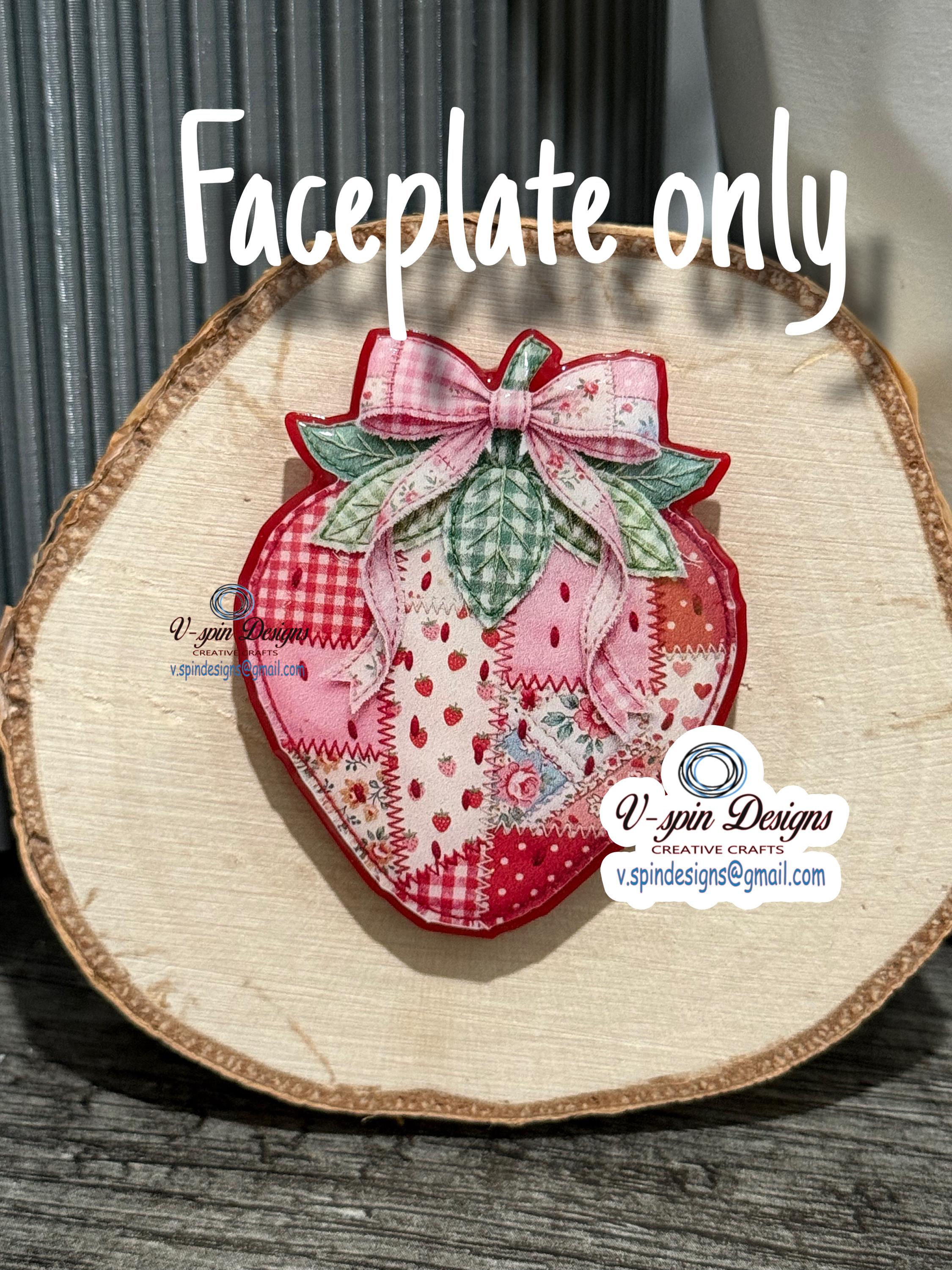 Strawberry Patchwork Badge Reel | Retractable Acrylic ID Holder