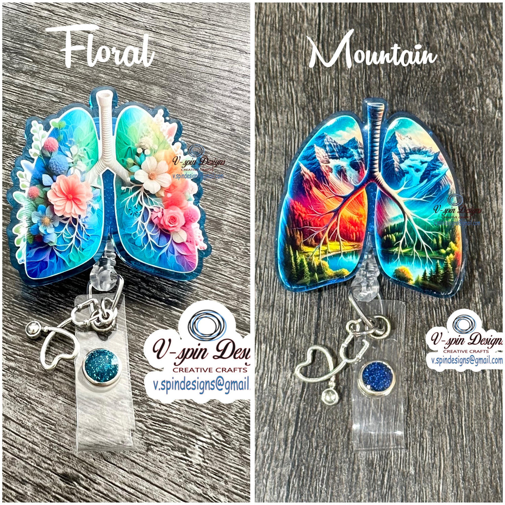 lungs badge reel/ID Holder card holder/nurse/respiratory/RT badge reels