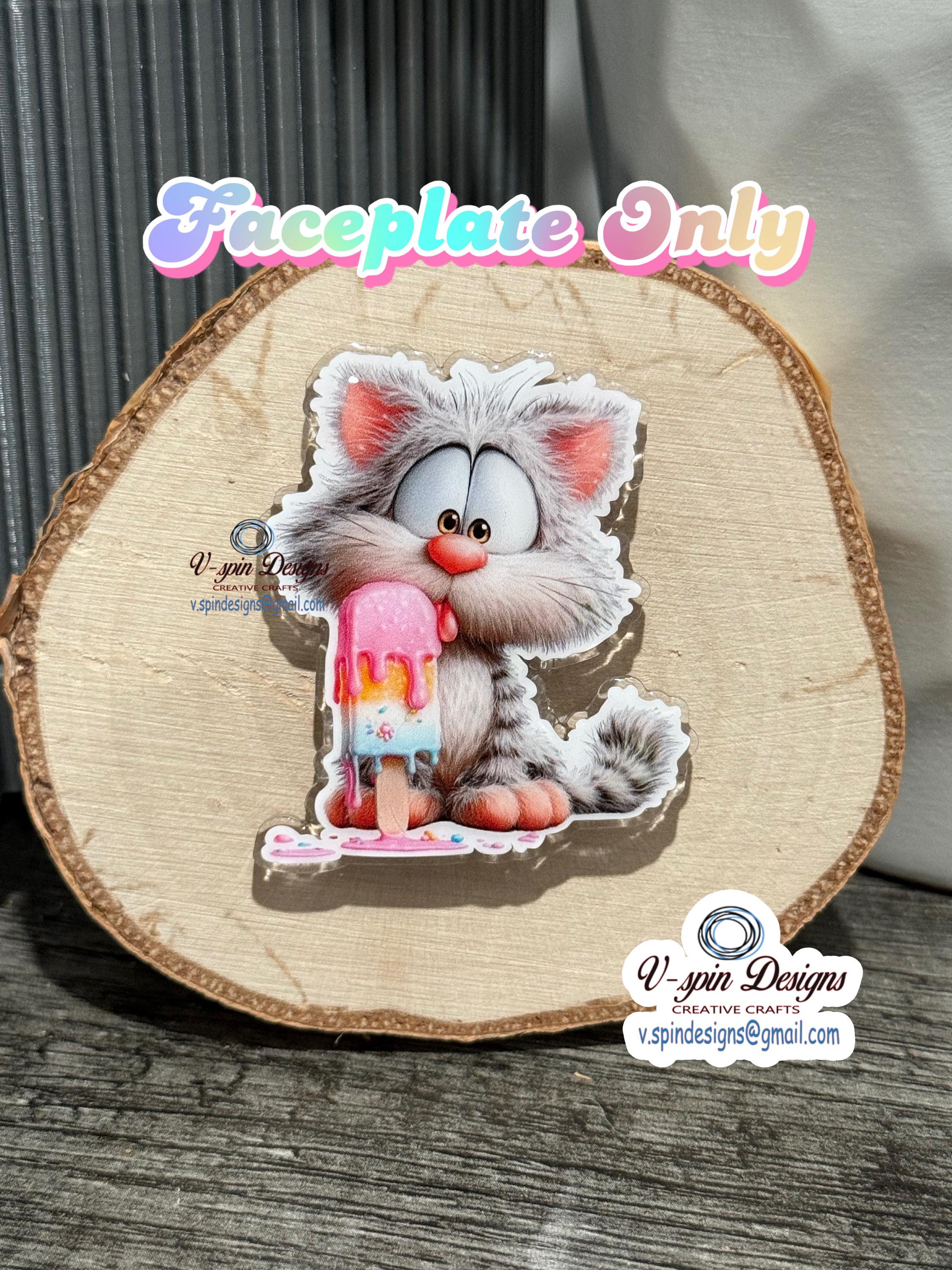 Cute Whimsical Summer Cat Badge Reel | Retractable Acrylic ID Holder