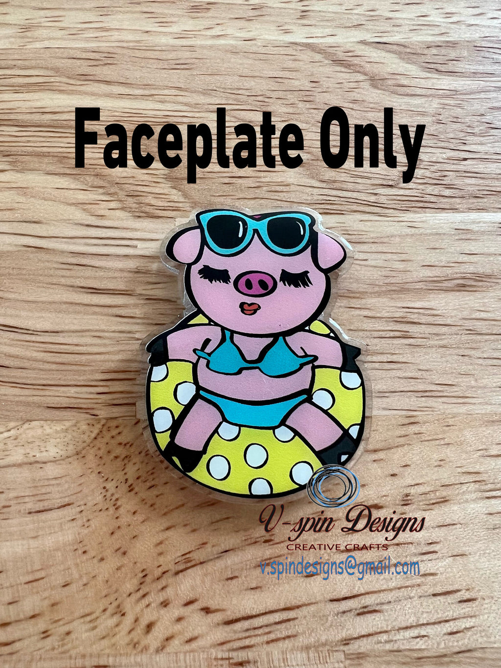 Summertime Piggy on a Pool Float Badge Reel | Summer Retractable Acrylic ID Holder