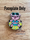 Summertime Piggy on a Pool Float Badge Reel | Summer Retractable Acrylic ID Holder