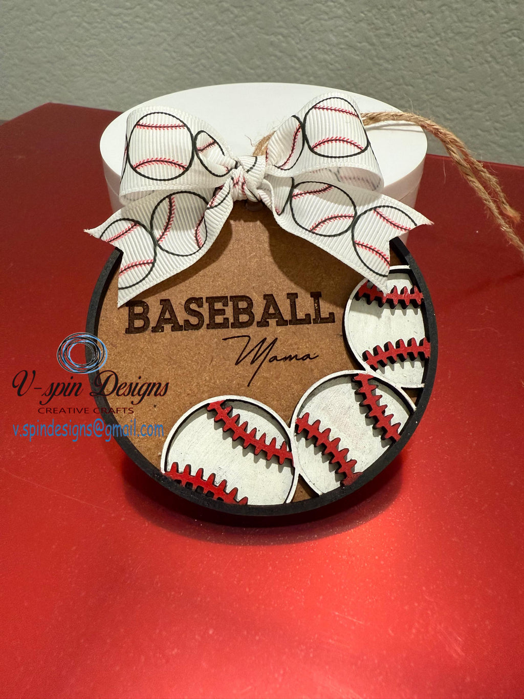 Baseball Mom Christmas Ornament | Handcrafted Wooden Tree Decoration
