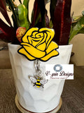 2” Acrylic, Yellow Rose badge reel/ID Holder/card holder/teachers/nurses