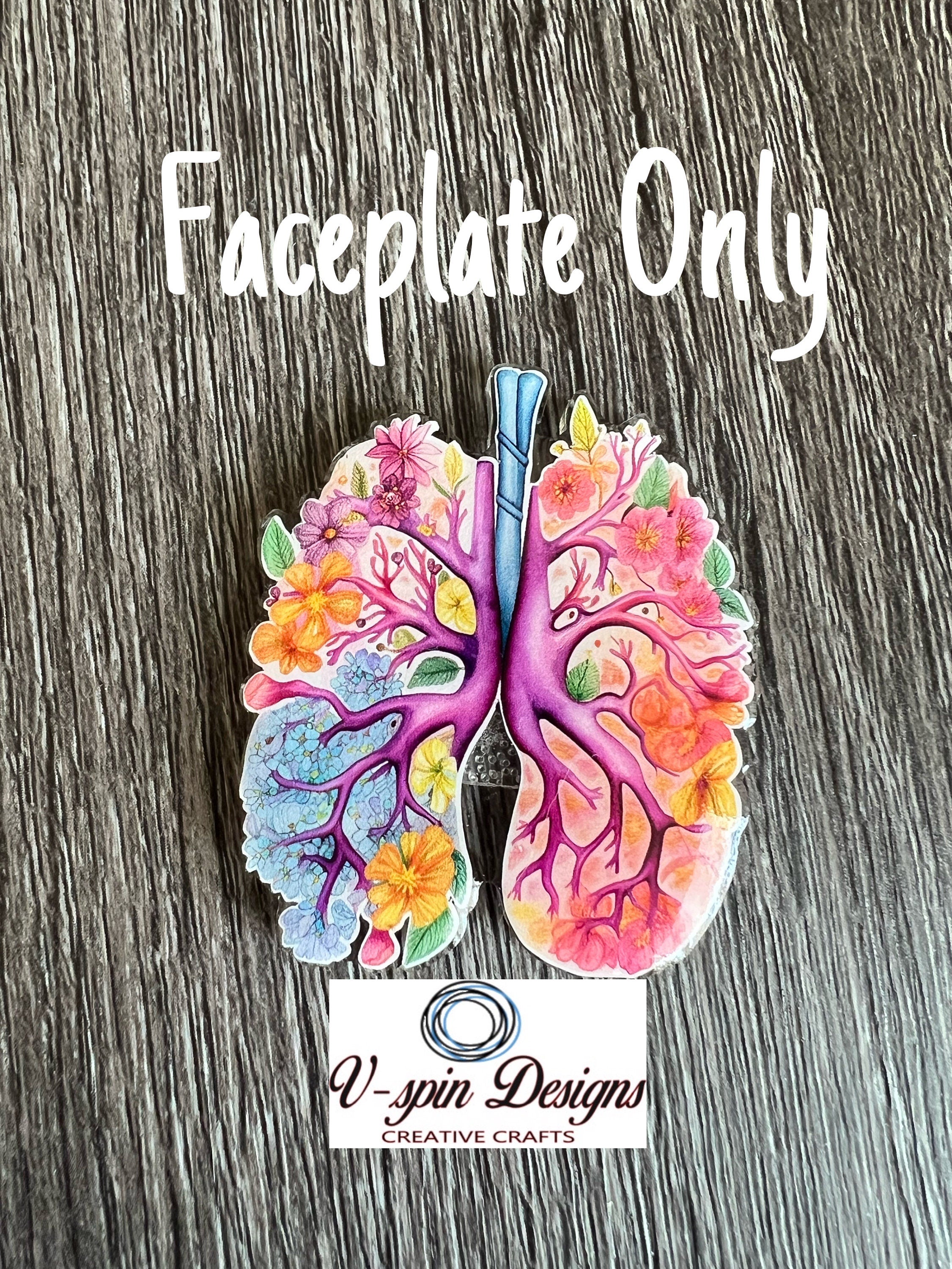 Floral lungs badge reel/ID Holder card holder/nurse/respiratory/RT