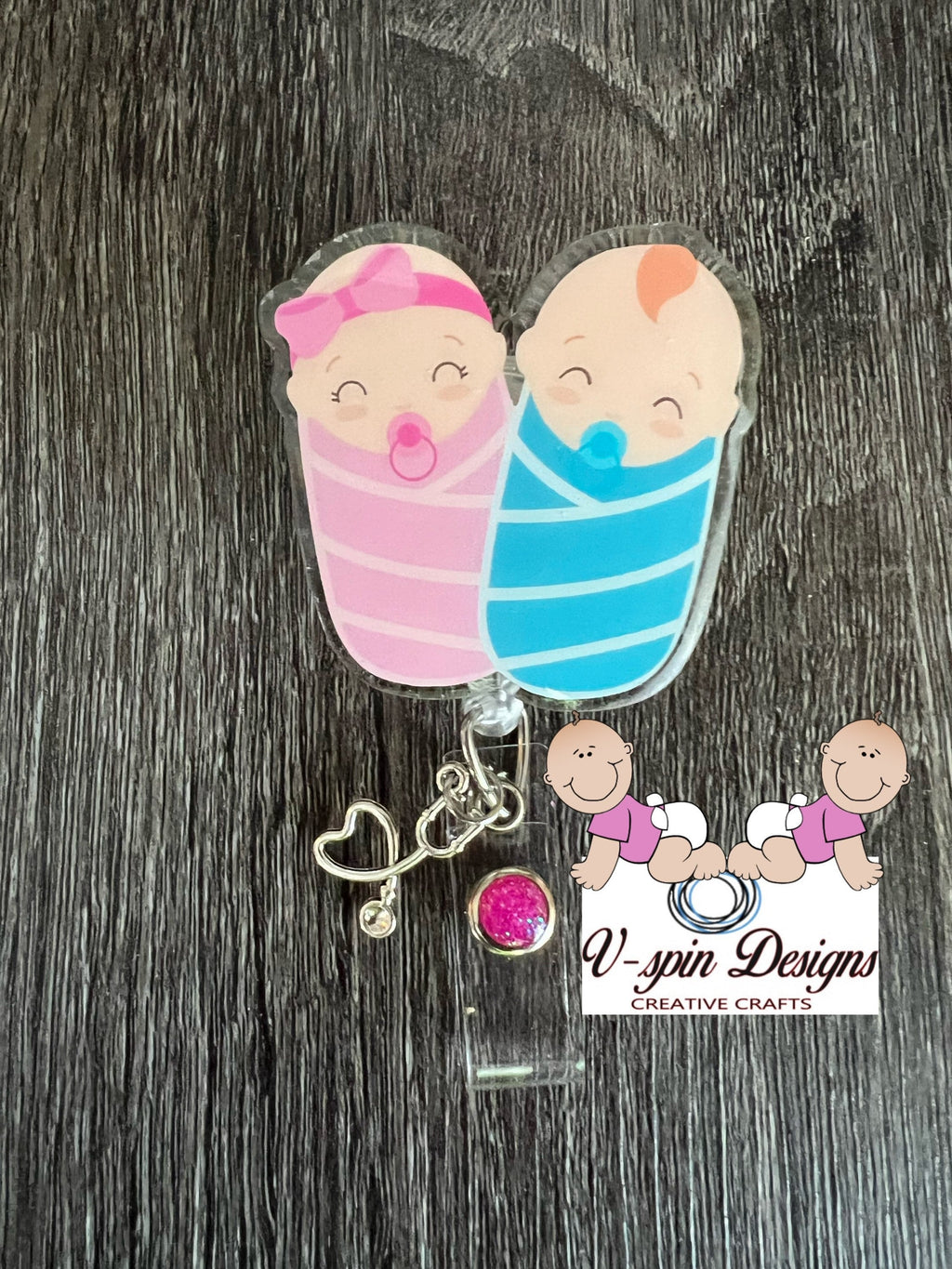 Baby boy and girl bundle, badge reel/ID Holder card holder/nurse/teachers/pediatrics/l&d