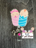 Baby boy and girl bundle, badge reel/ID Holder card holder/nurse/teachers/pediatrics/l&d