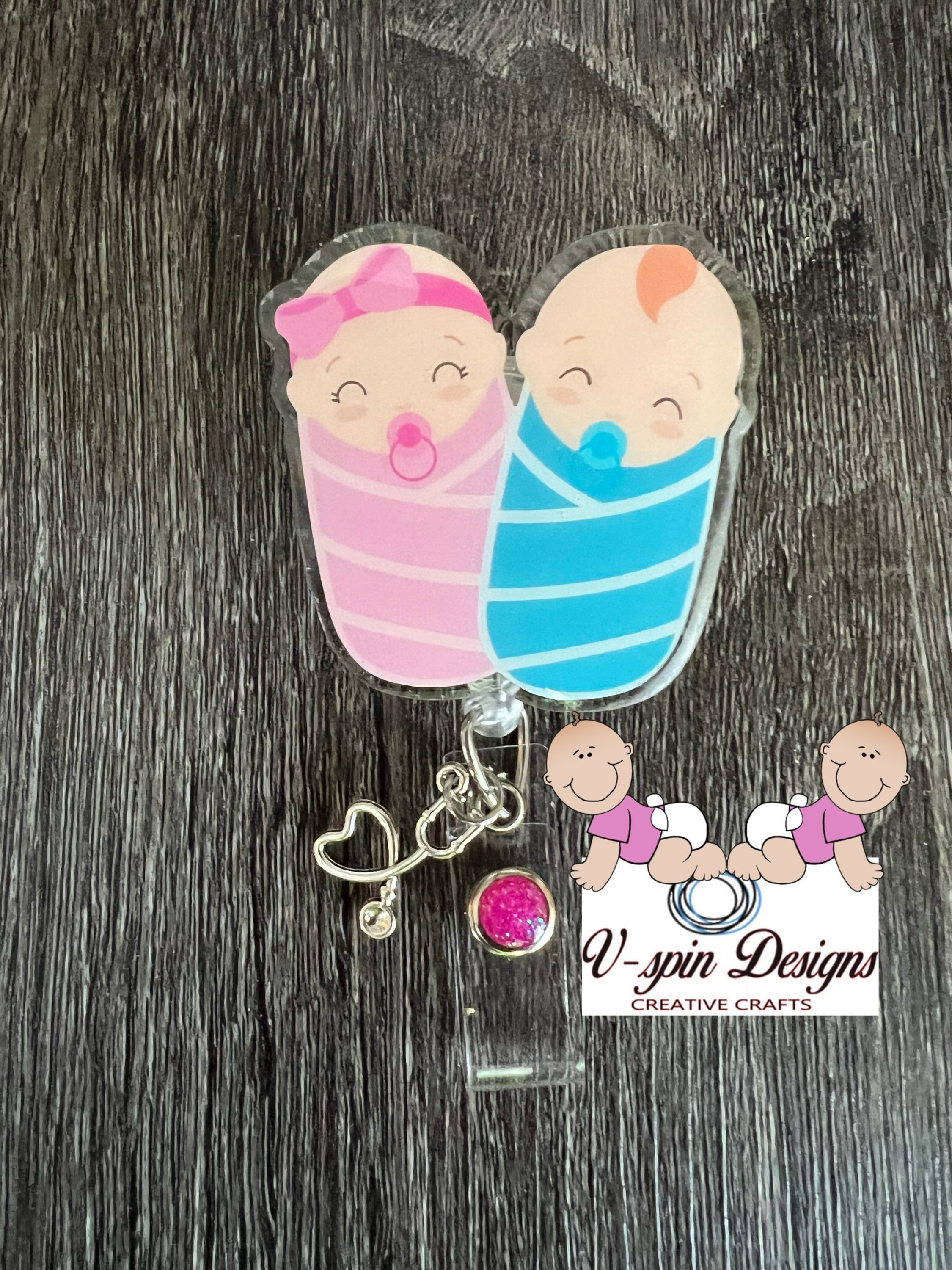 Baby boy and girl bundle, badge reel/ID Holder card holder/nurse/teachers/pediatrics/l&d