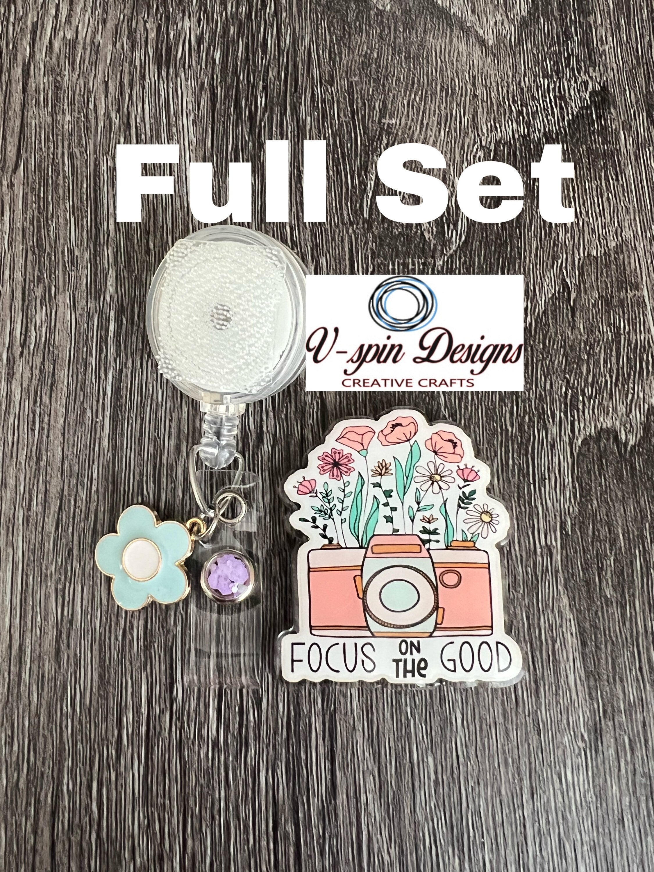 "Focus on the Good" Badge Reel | Inspirational Retractable Acrylic ID Holder