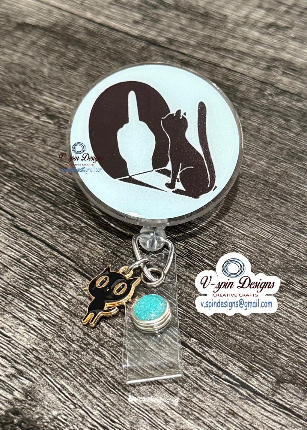 Funny Cat Shadow Badge Reel | Retractable Acrylic ID Holder
