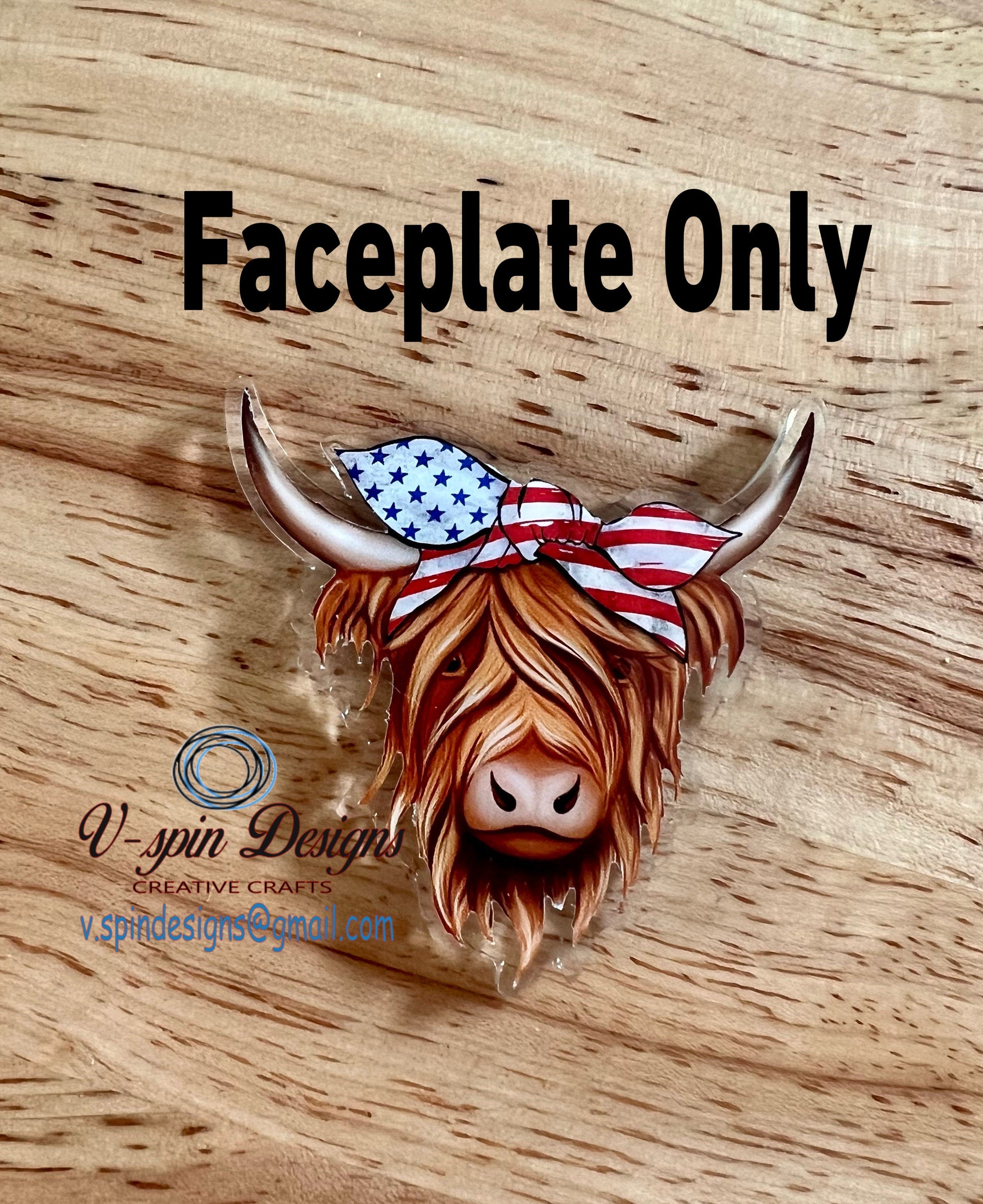Patriotic Highland Cow Badge Reel | 4th of July Retractable Acrylic ID Holder