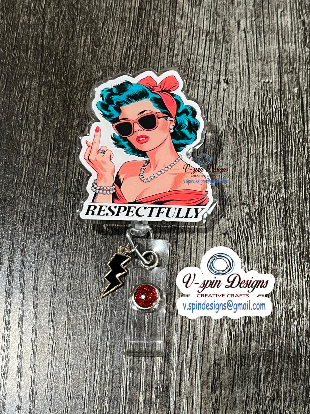 Respectfully Badge reel/ID Holder card holder/nurse badge reels/teachers/funny badge reels