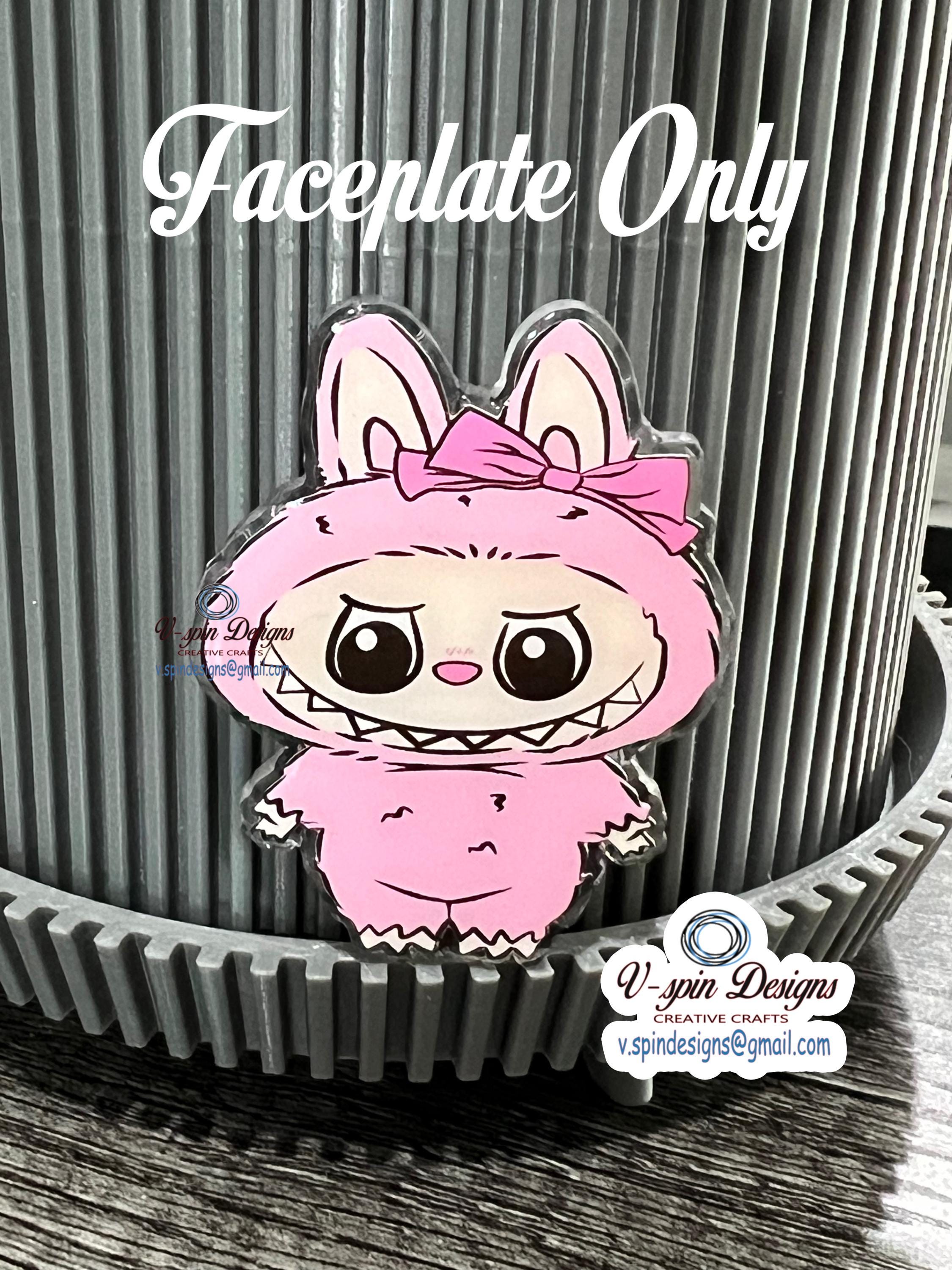 Pink Monster Badge Reel: Acrylic ID Holder with Bow/pop culture badge reels