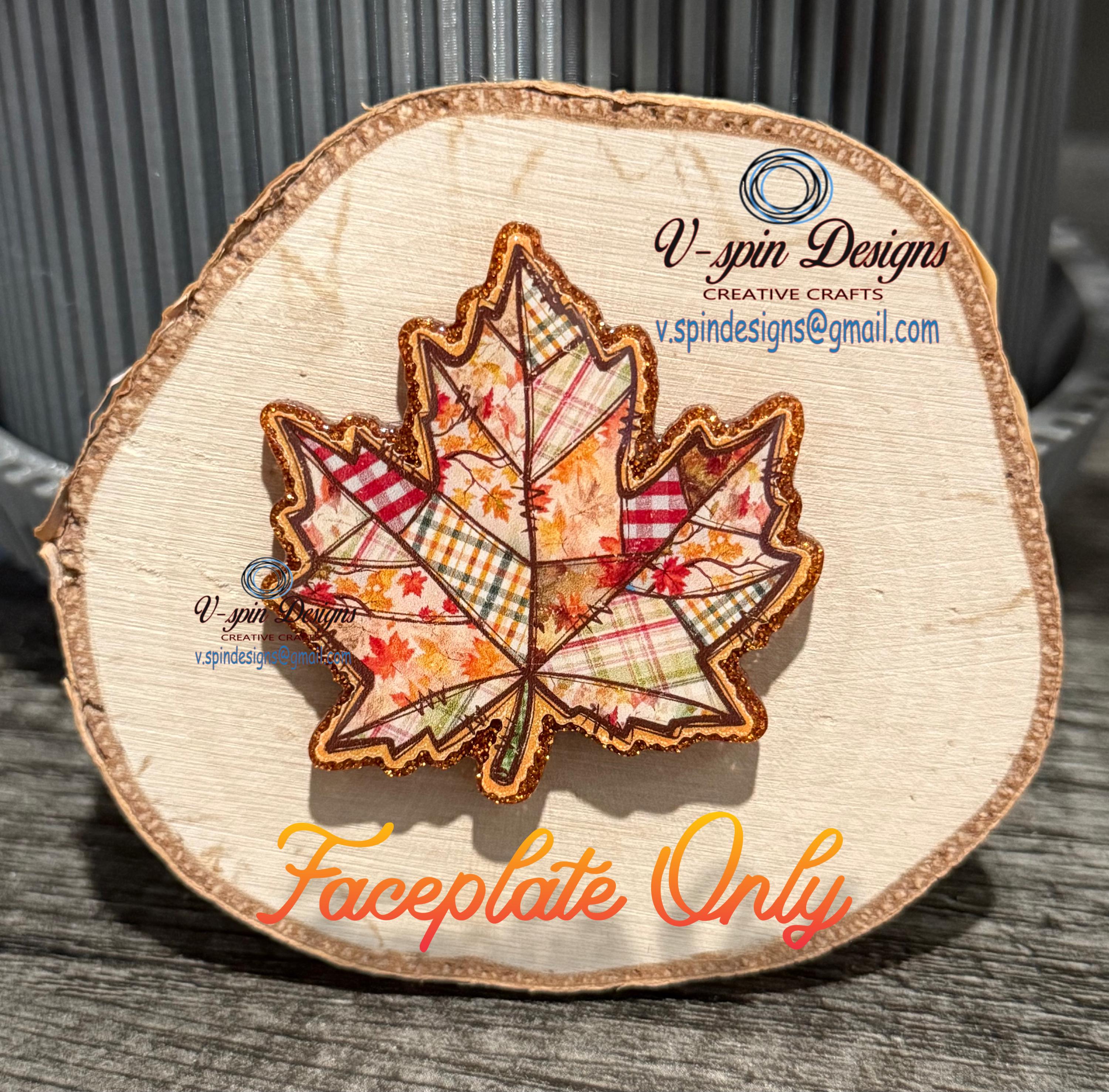 Vintage Patchwork Maple Leaf Badge Reel | Fall Retractable Acrylic ID Holder