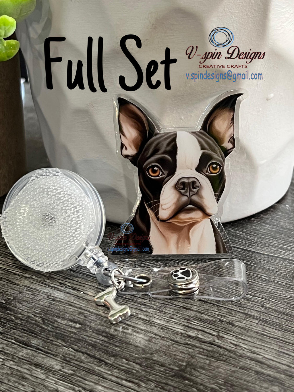 Boston Terrier Badge Reel | Retractable Acrylic ID Holder for Dog Lovers