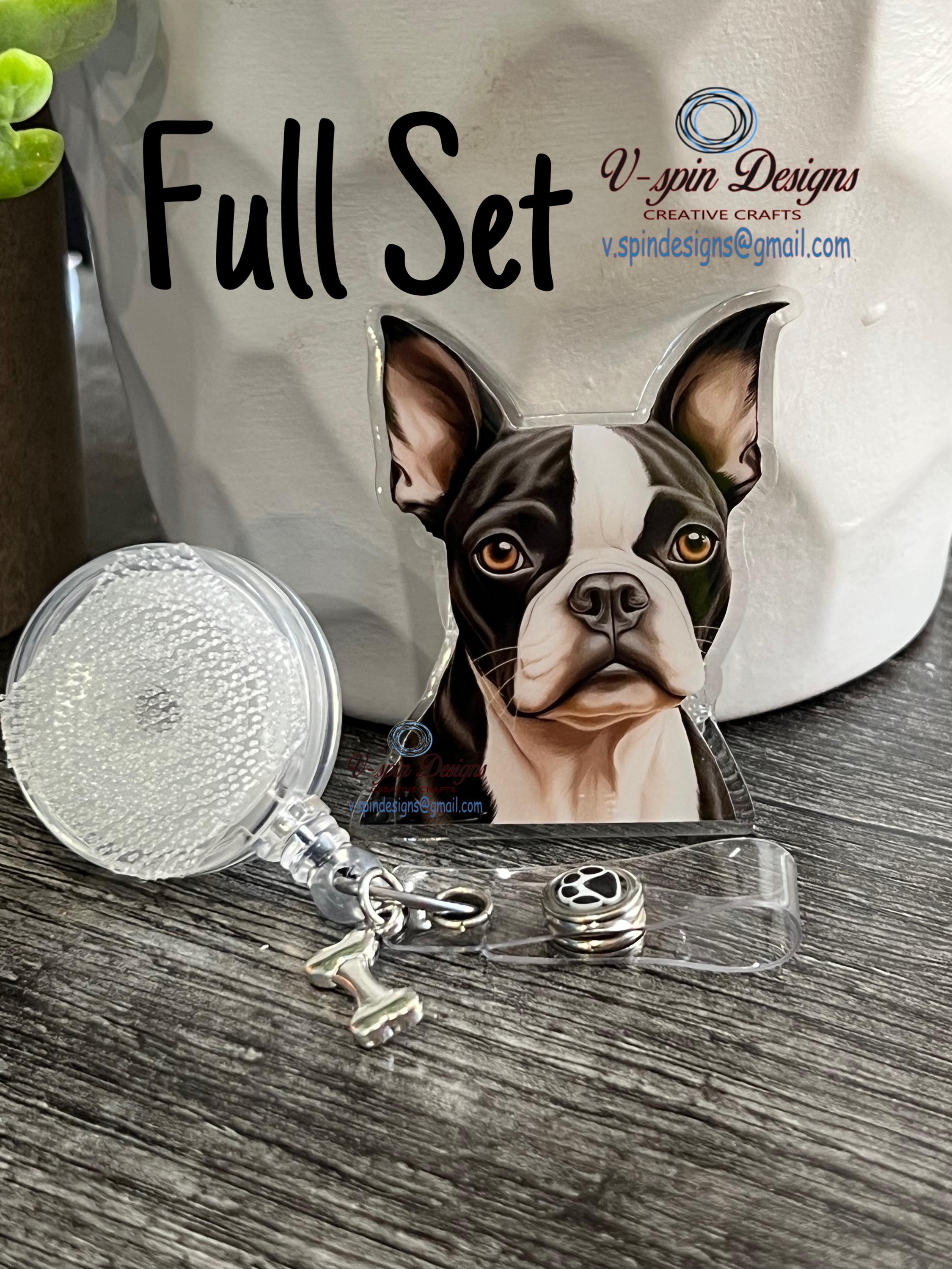 Boston Terrier Badge Reel | Retractable Acrylic ID Holder for Dog Lovers