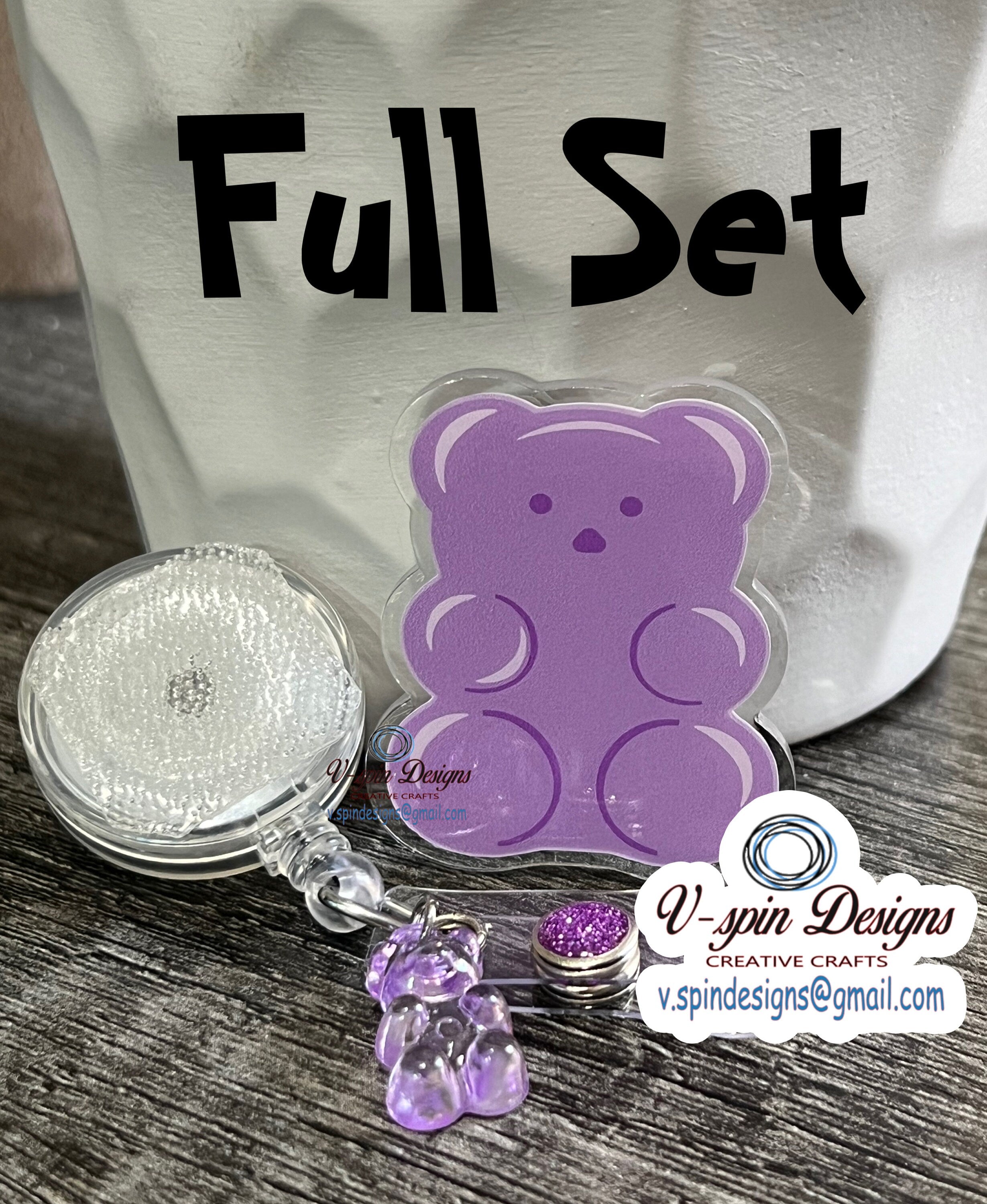 Chunky Gummy Bear purple retractable badge reel/ID holder/nurse/card holder/teachers/students/candy