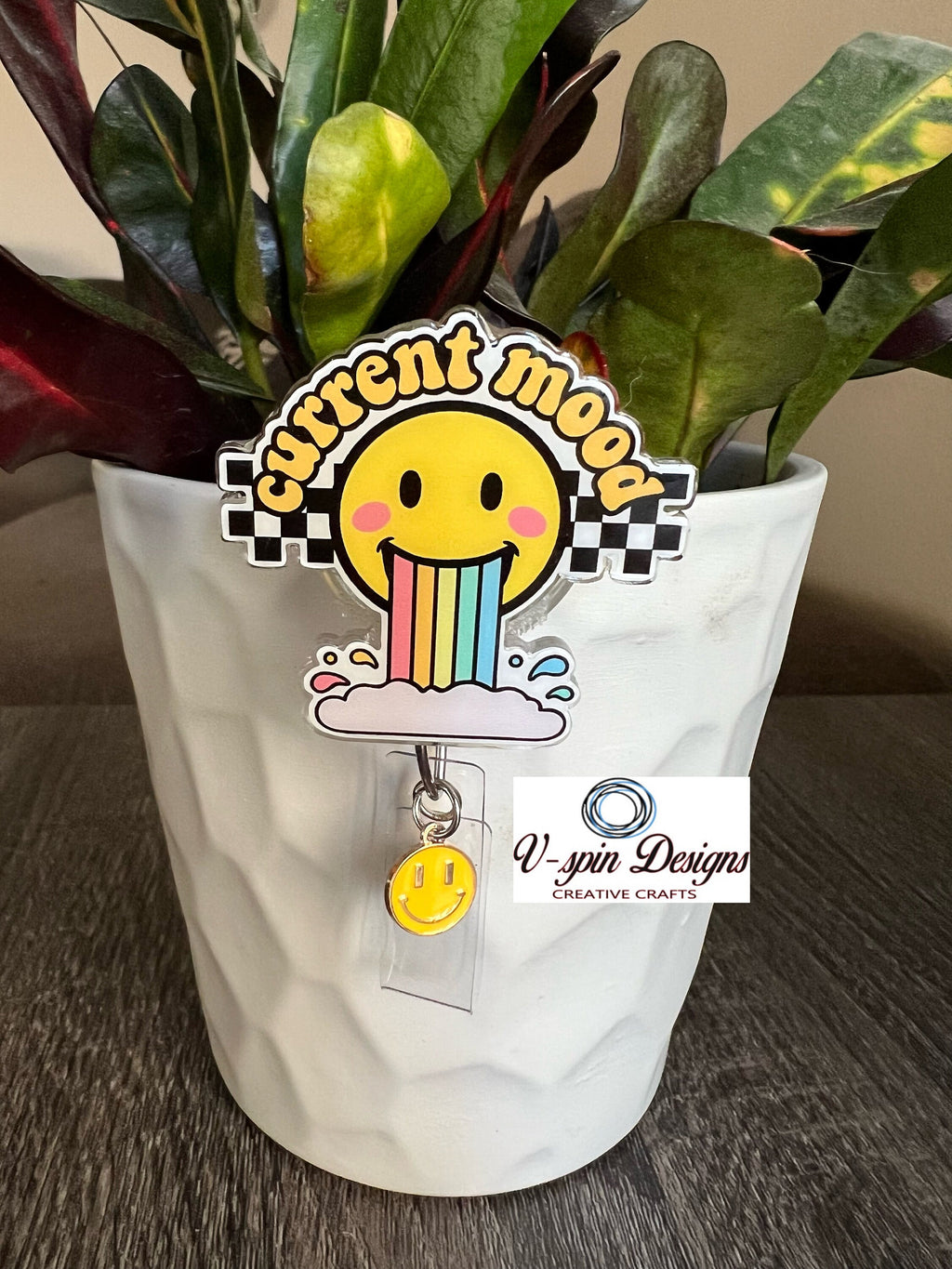 "Current Mood" Rainbow Badge Reel | Funny Inspirational Retractable ID Holder