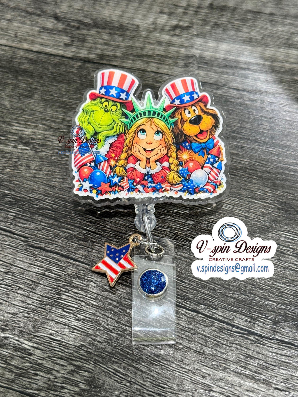 Patriotic 4th of July Badge Reel | Interchangeable Acrylic ID Holder
