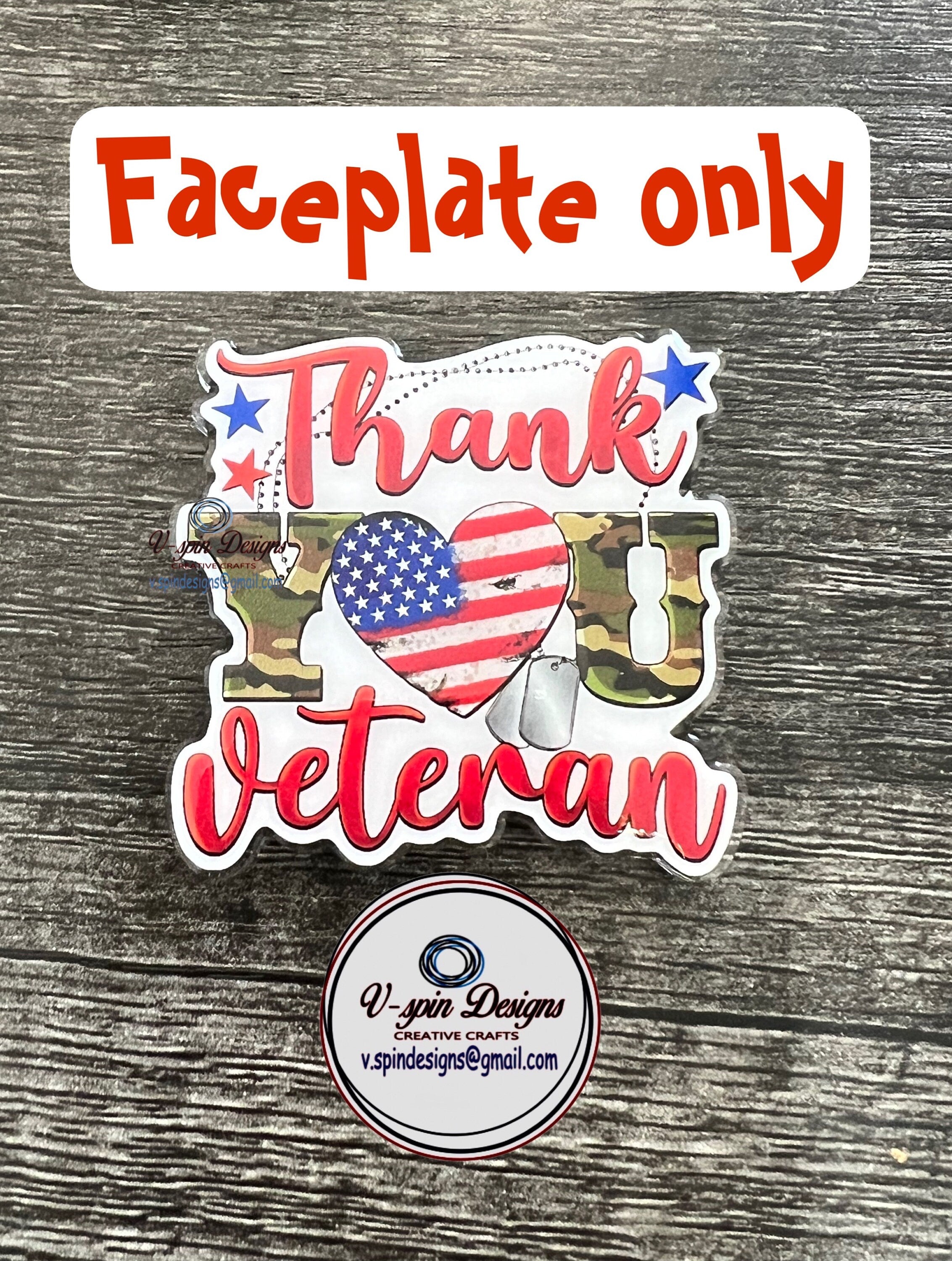 "Thank You Veteran" Badge Reel | Patriotic Retractable Acrylic ID Holder