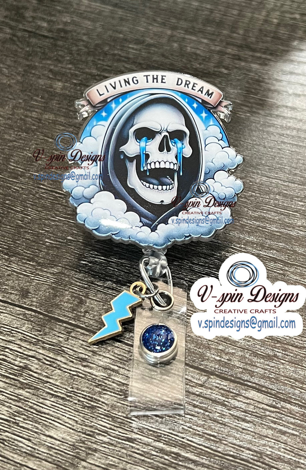 Living the Dream Badge reel/ID Holder card holder/nurse/teachers/fun/silly