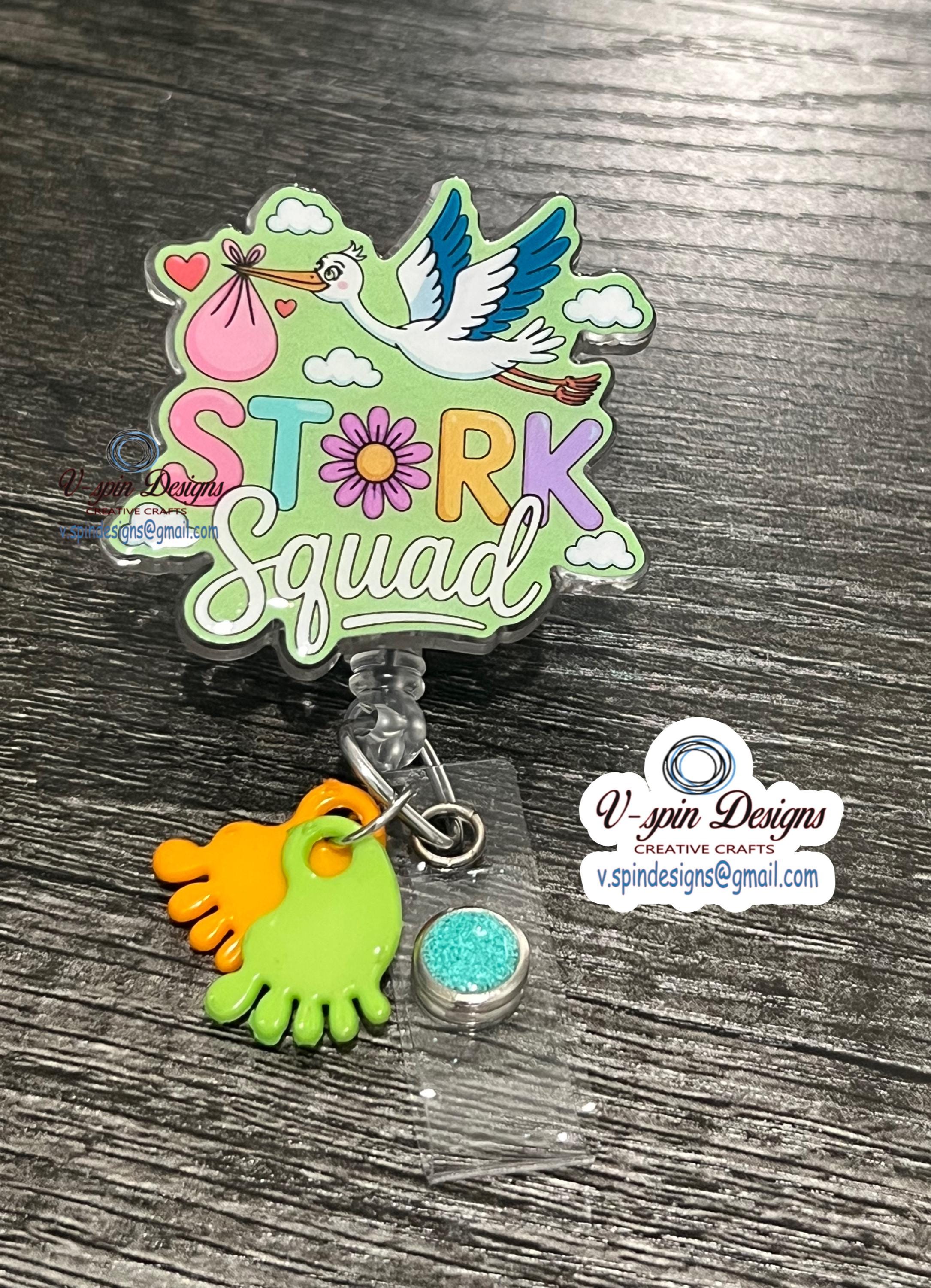 "Stork Squad" Labor & Delivery Badge Reel | Retractable Acrylic ID Holder