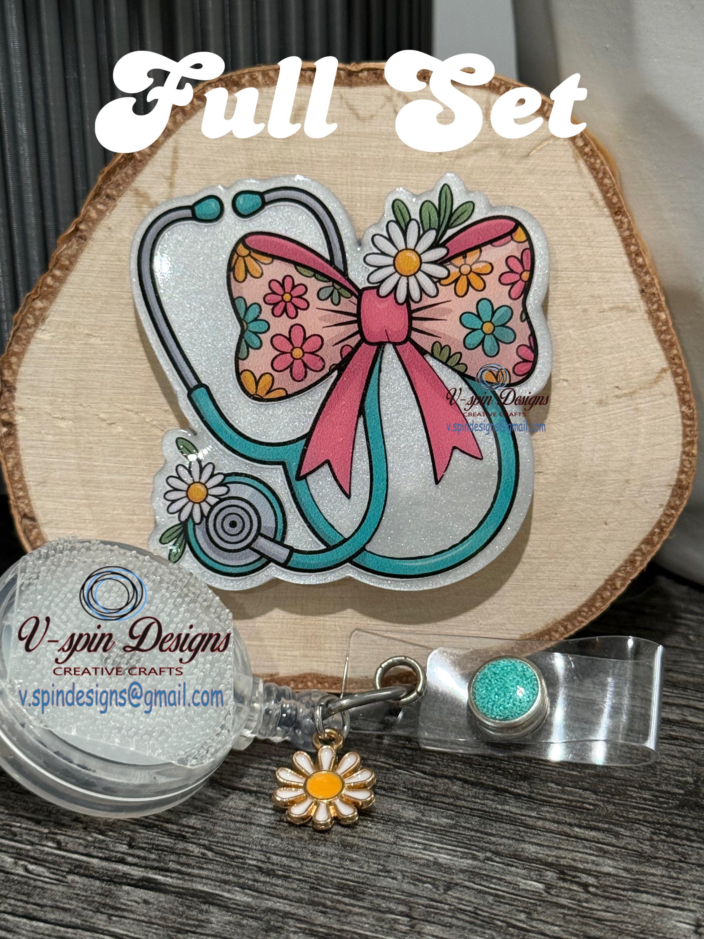 Stethoscope Badge Reel: Pearl Acrylic Retractable Medical ID Holder