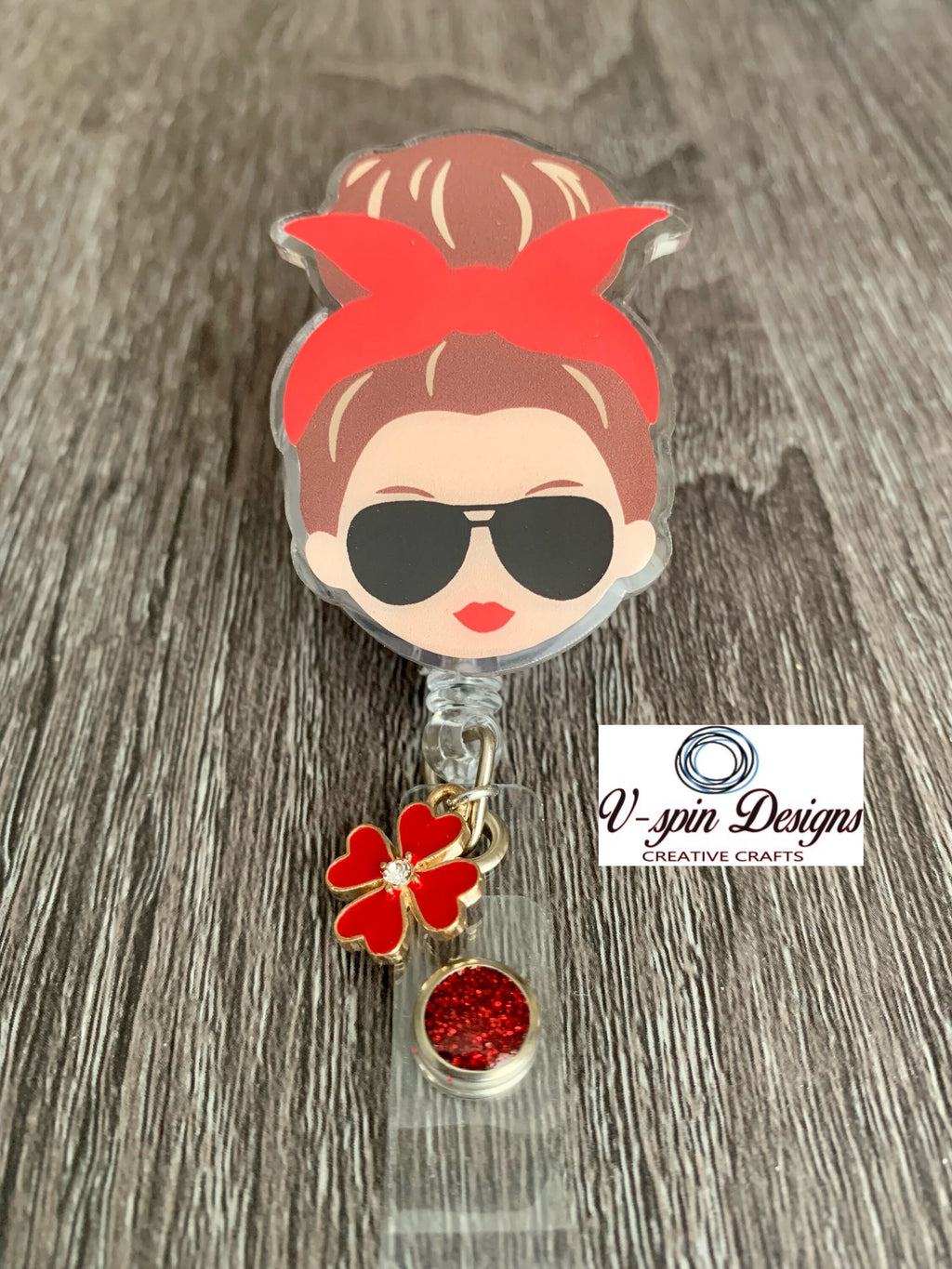 Hair Up Mom Badge Reel: Acrylic Retractable ID Holder