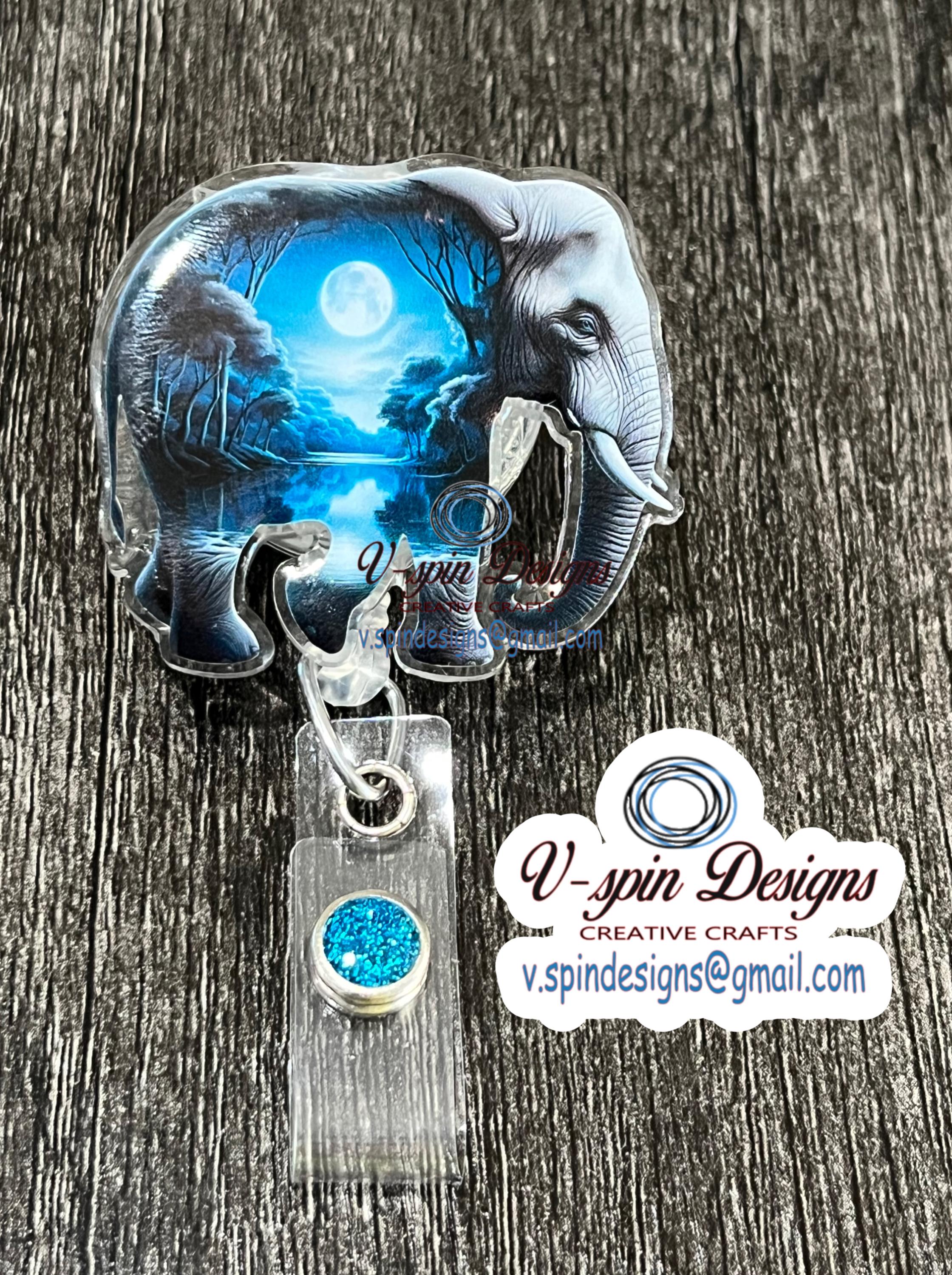 Elephant Badge reels, ID Holder, card holder, nurses, teachers, elephants, moon, waterfalls