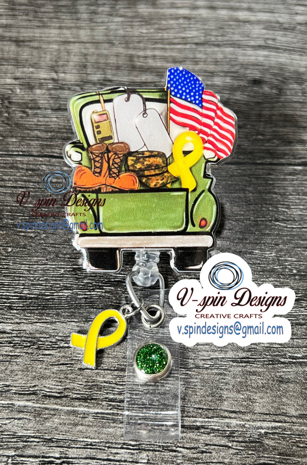 Military Truck badge reel/ID Holder/card holder/teachers/nurses/Hero/VA