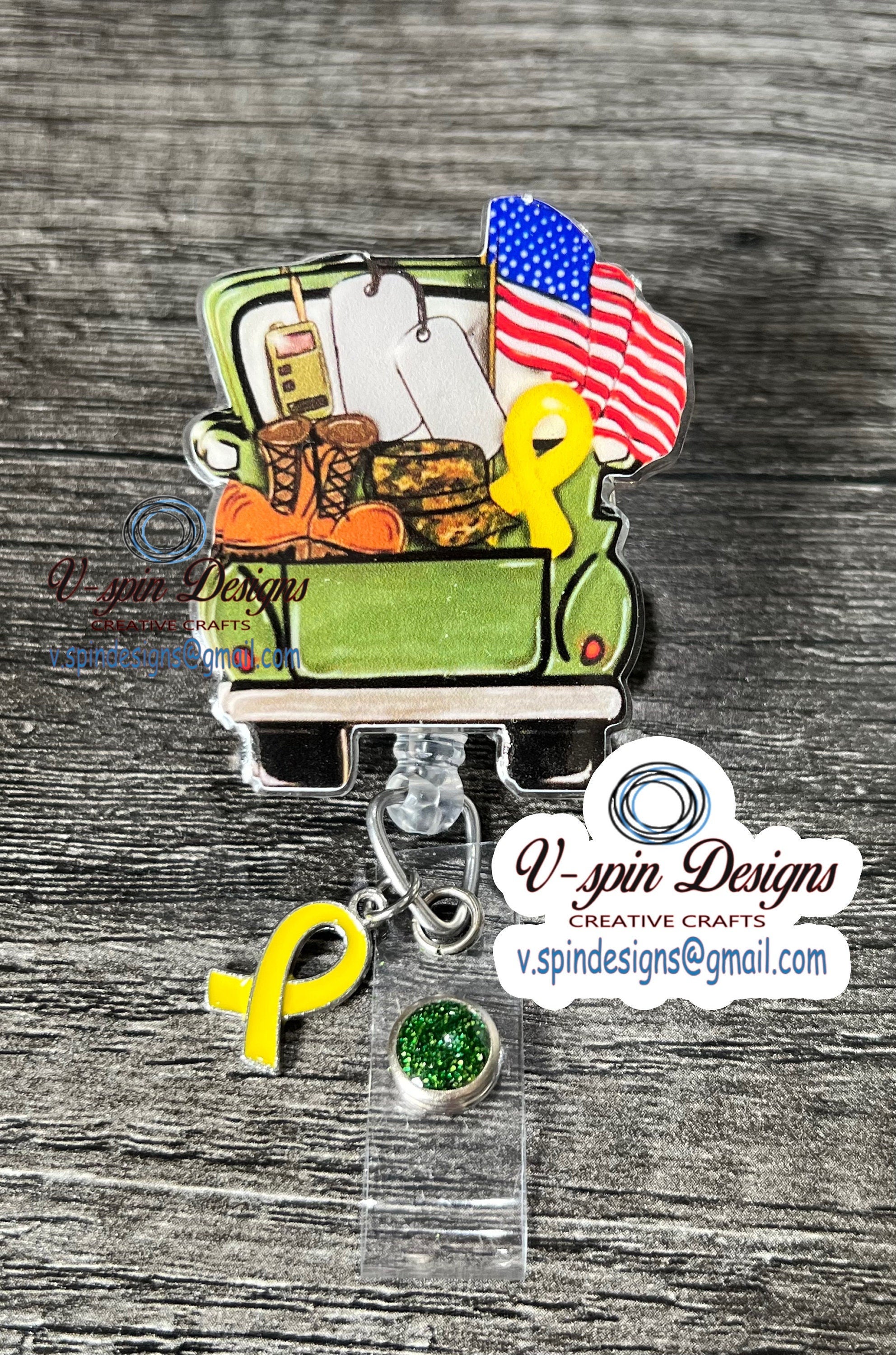 Military Truck badge reel/ID Holder/card holder/teachers/nurses/Hero/VA