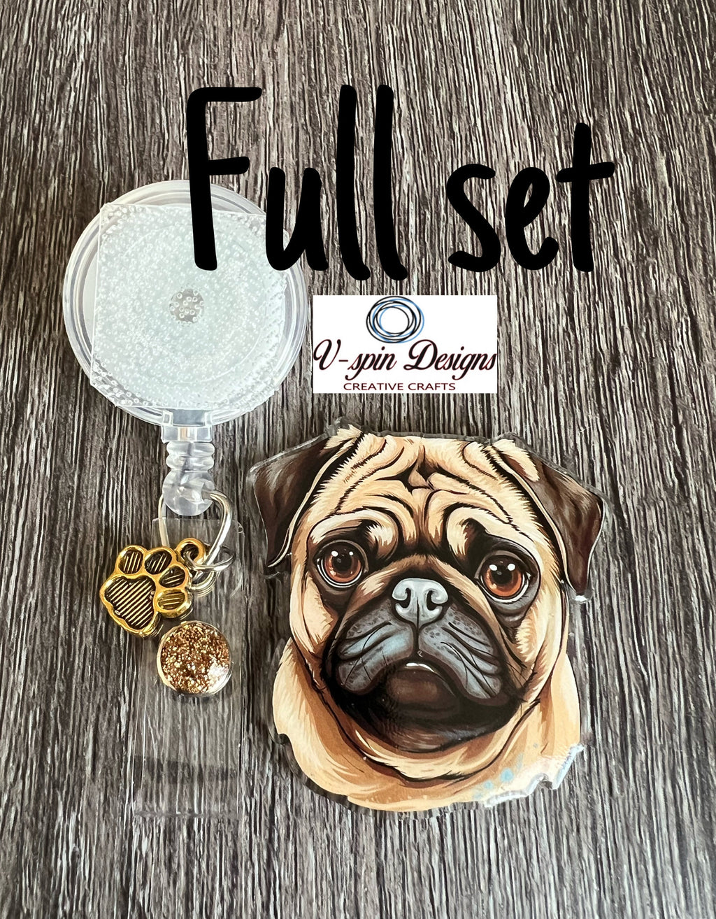 Pug dog retractable badge reel/ID Holder/card holder/dog badge reels/nurses