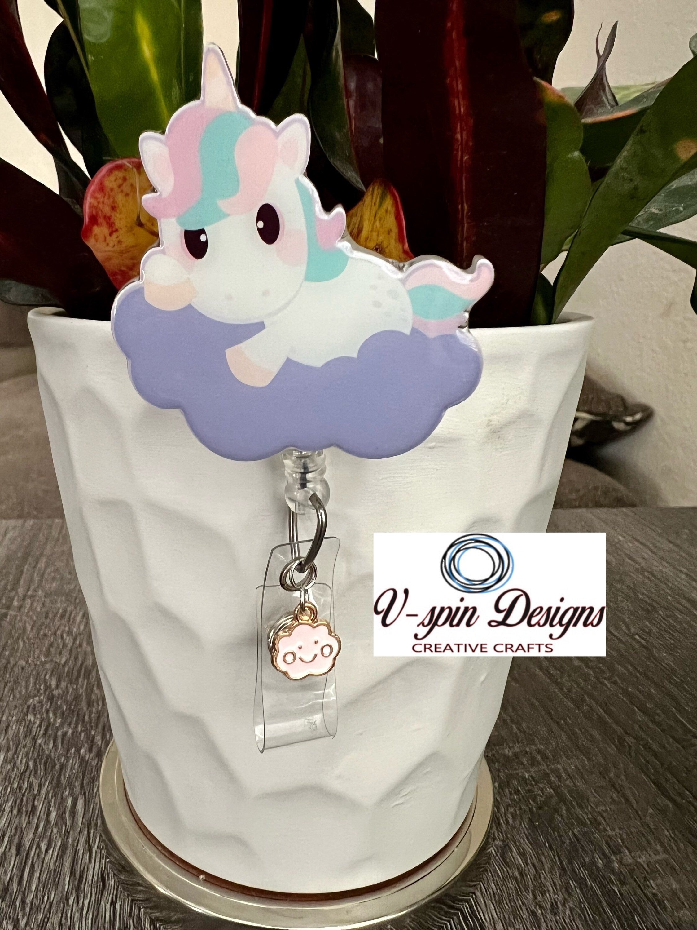 Unicorn on a cloud badge reel/ID Holder/card holder/teachers/nurses badge reels