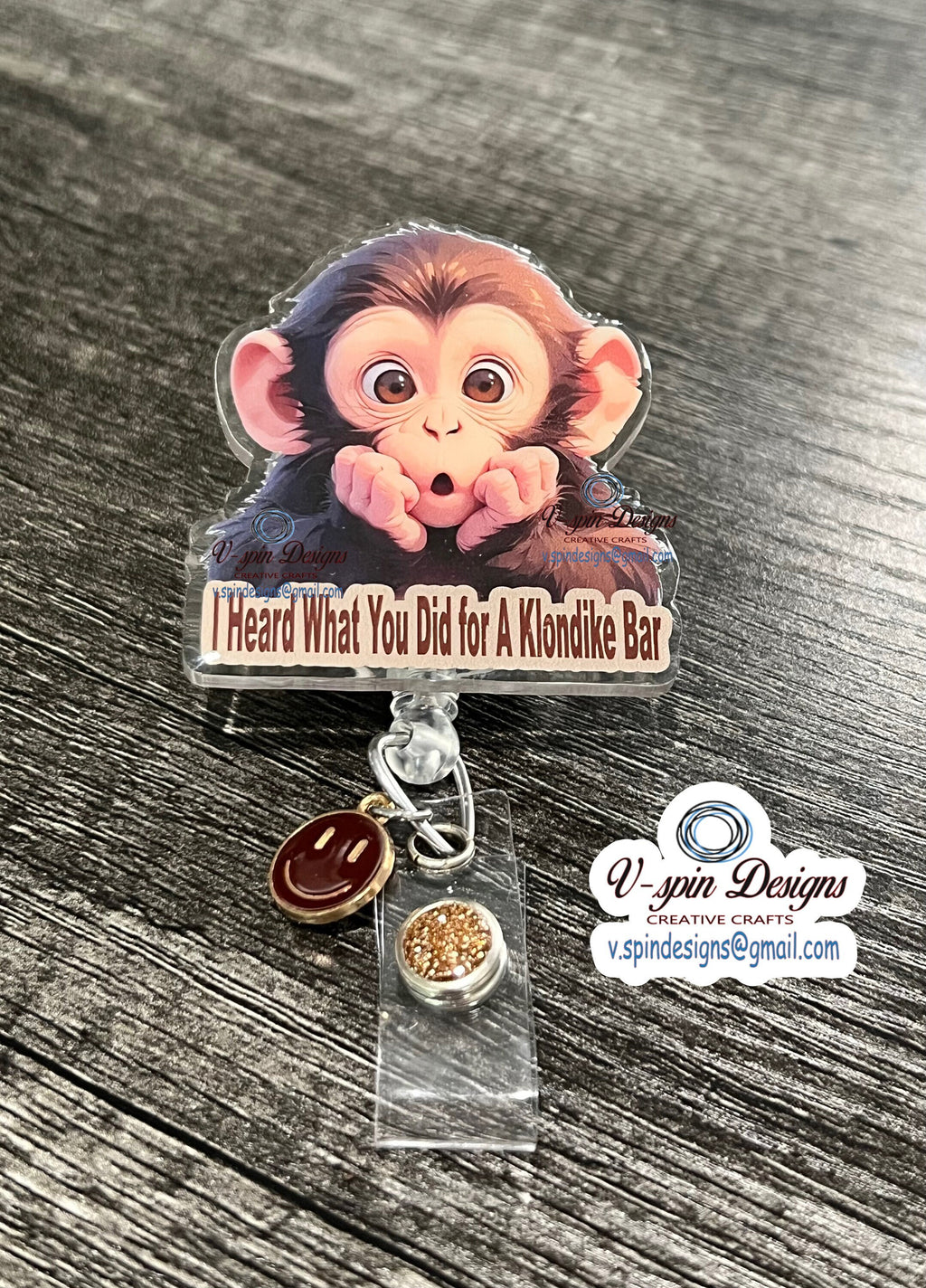 Klondike Monkey Badge reel/ID Holder card holder/nurse/teachers/fun/silly/funny badge reels