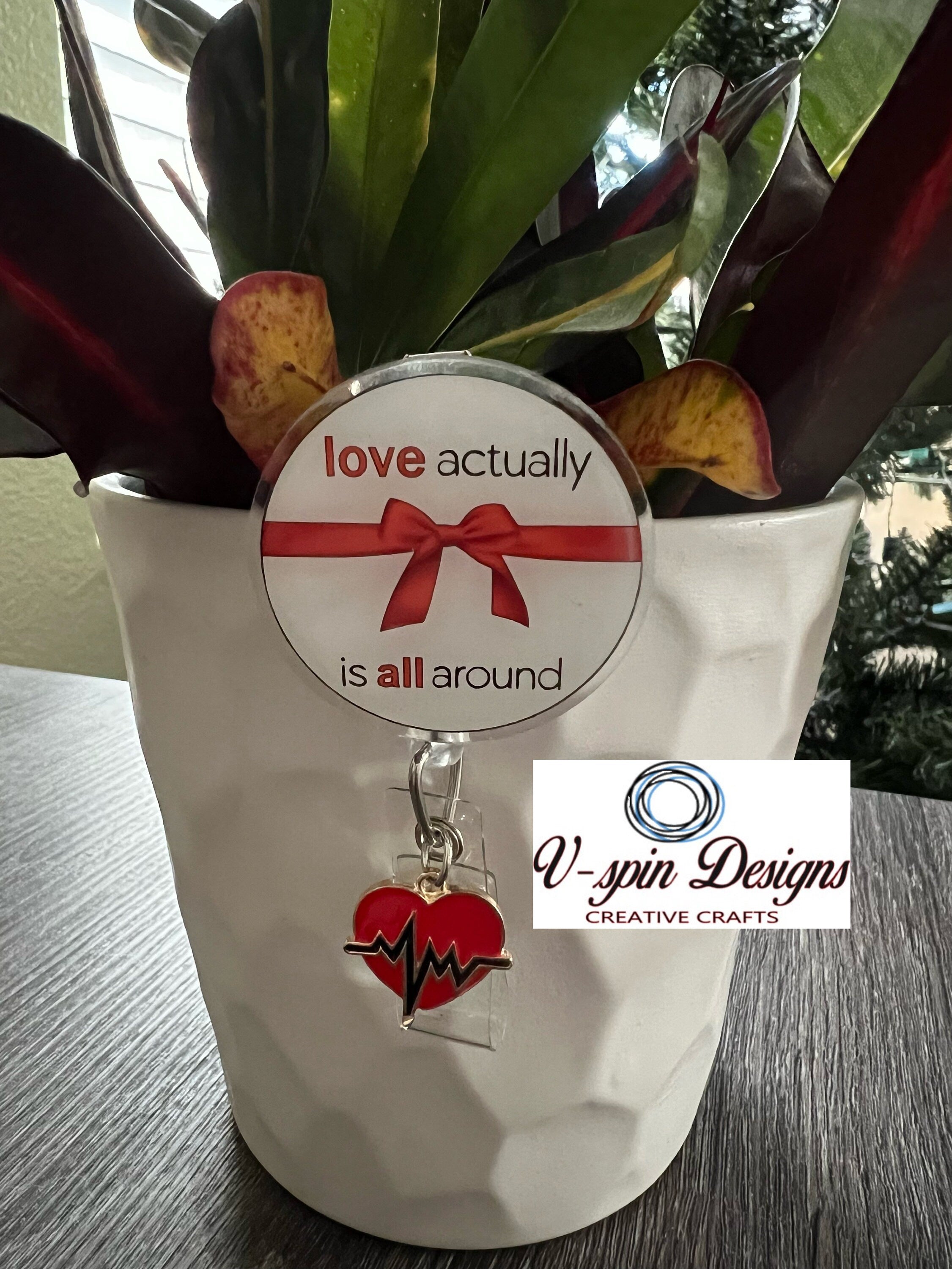 "Love Actually Is All Around" Badge Reel | Retractable Acrylic ID Holder