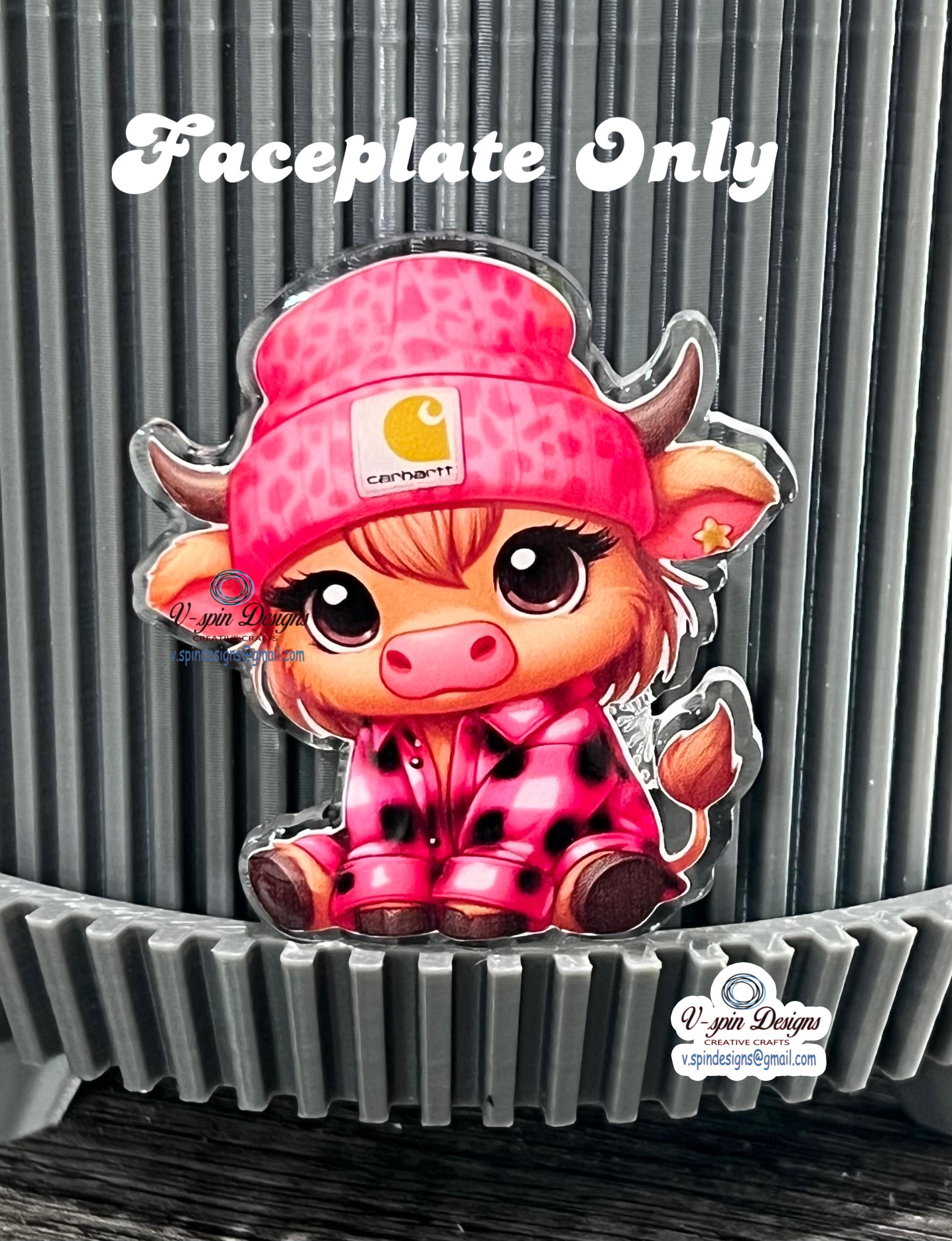 Cute Highland Cow with Beanie Badge Reel: Acrylic Retractable ID Holder