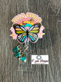 Wild Child Butterfly badge reel/ID Holder/nurses/teachers/badge holder/retro badge reels/hippie