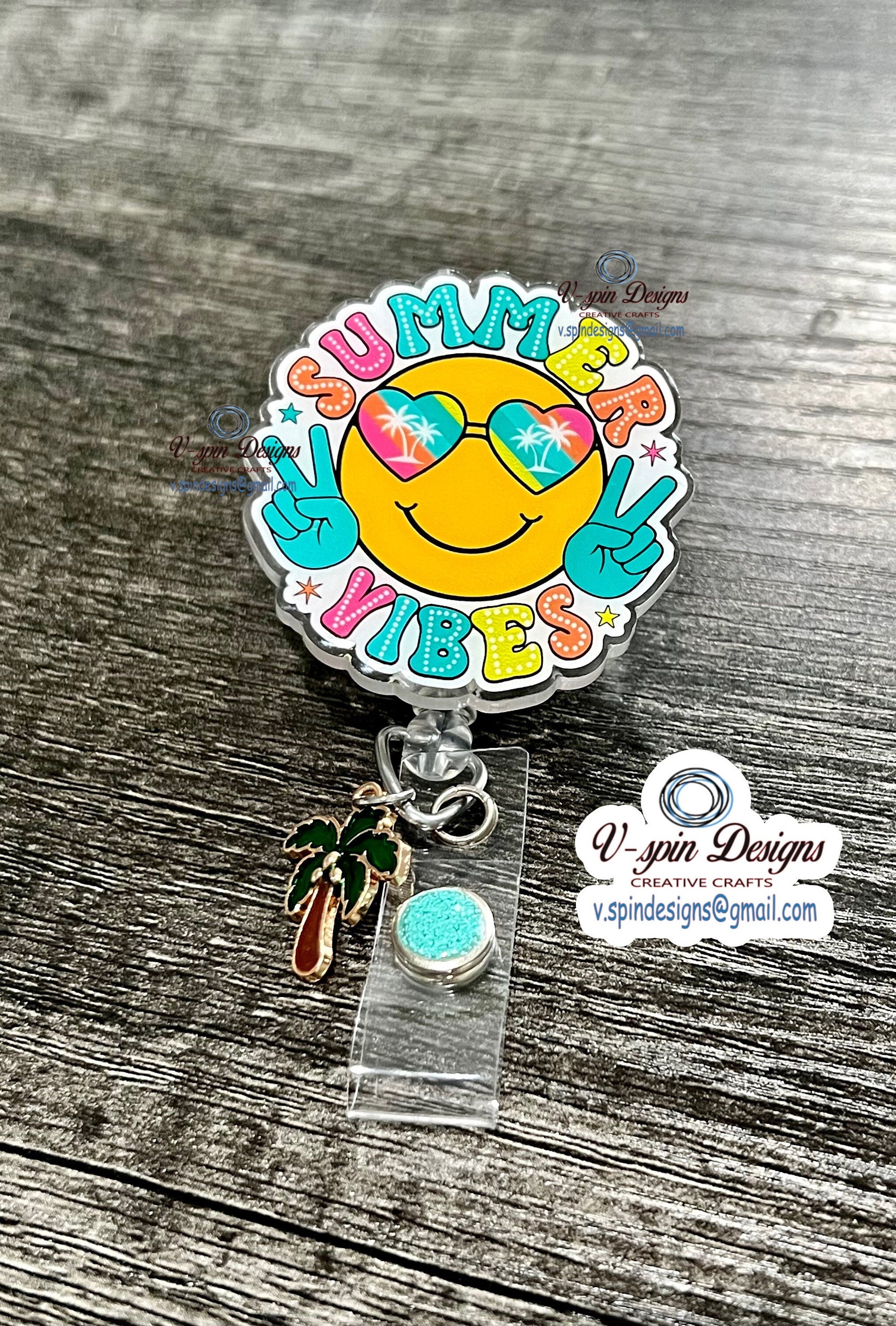 Summer Vibes retractable badge reel/ID Holder/card holder/nurses/teachers/nurses/badge reels