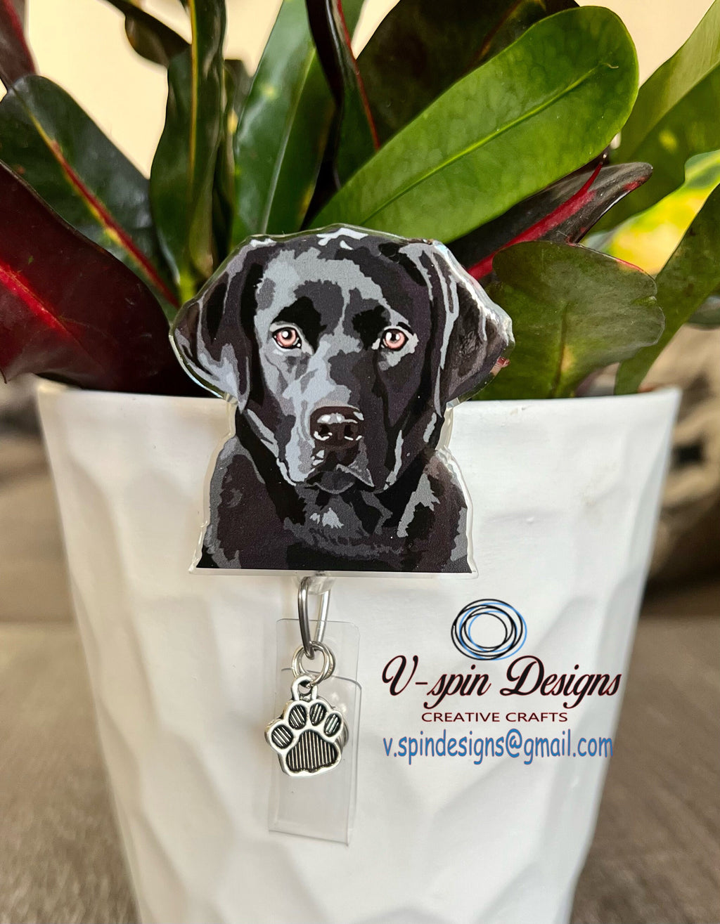 Black Labrador Dog Badge Reel | Retractable Acrylic ID Holder