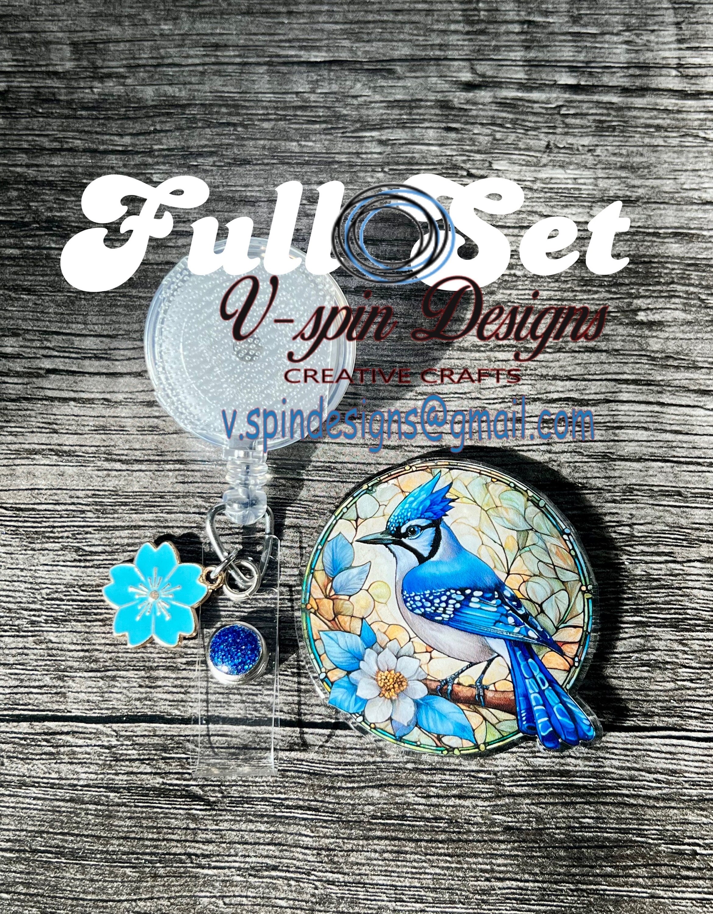 Blue Jay badge reel/ID holder/nurse/card holder/teachers/bird badge reels