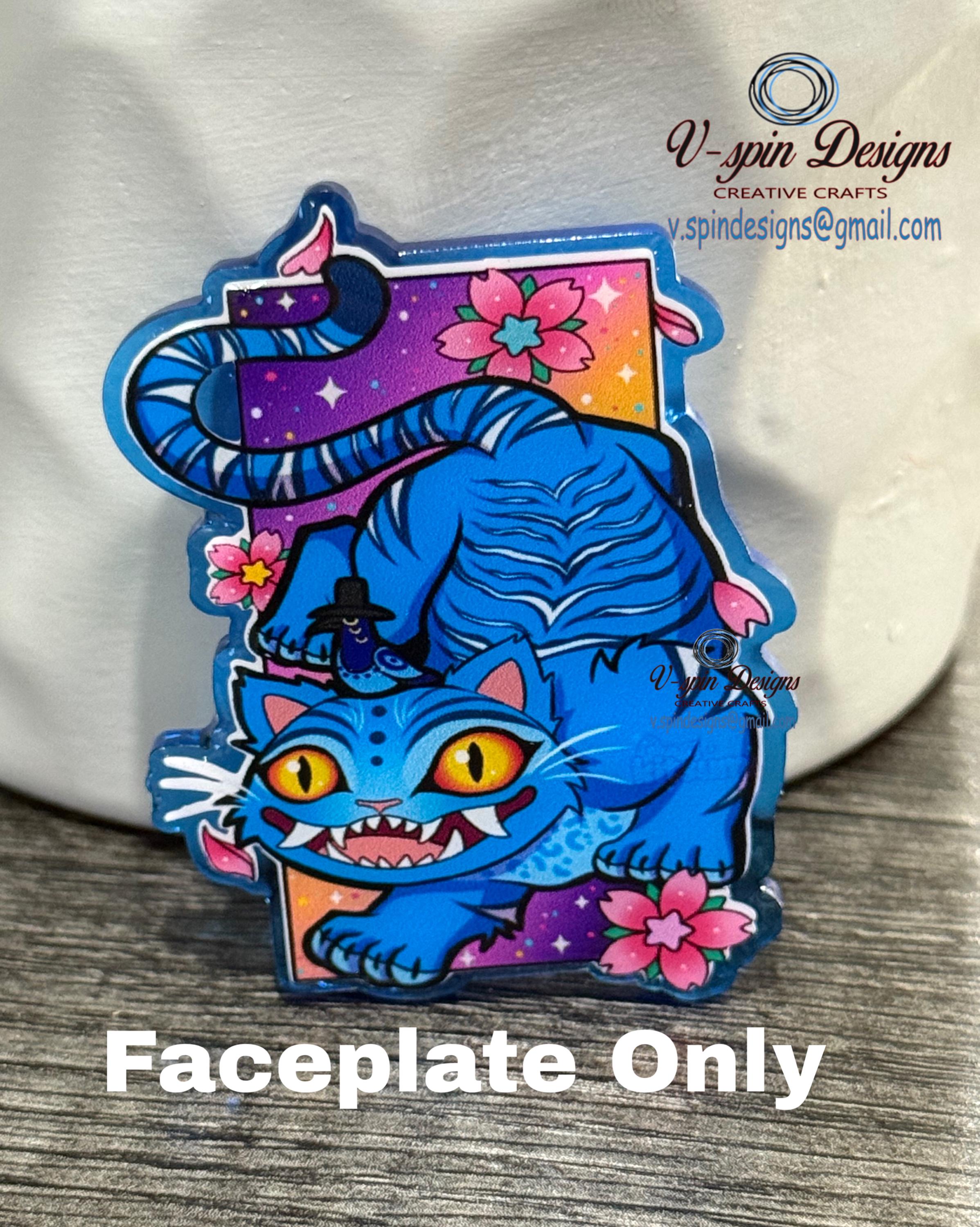 Cute & Creepy Blue Stalking Tiger Badge Reel | Retractable Acrylic ID Holder