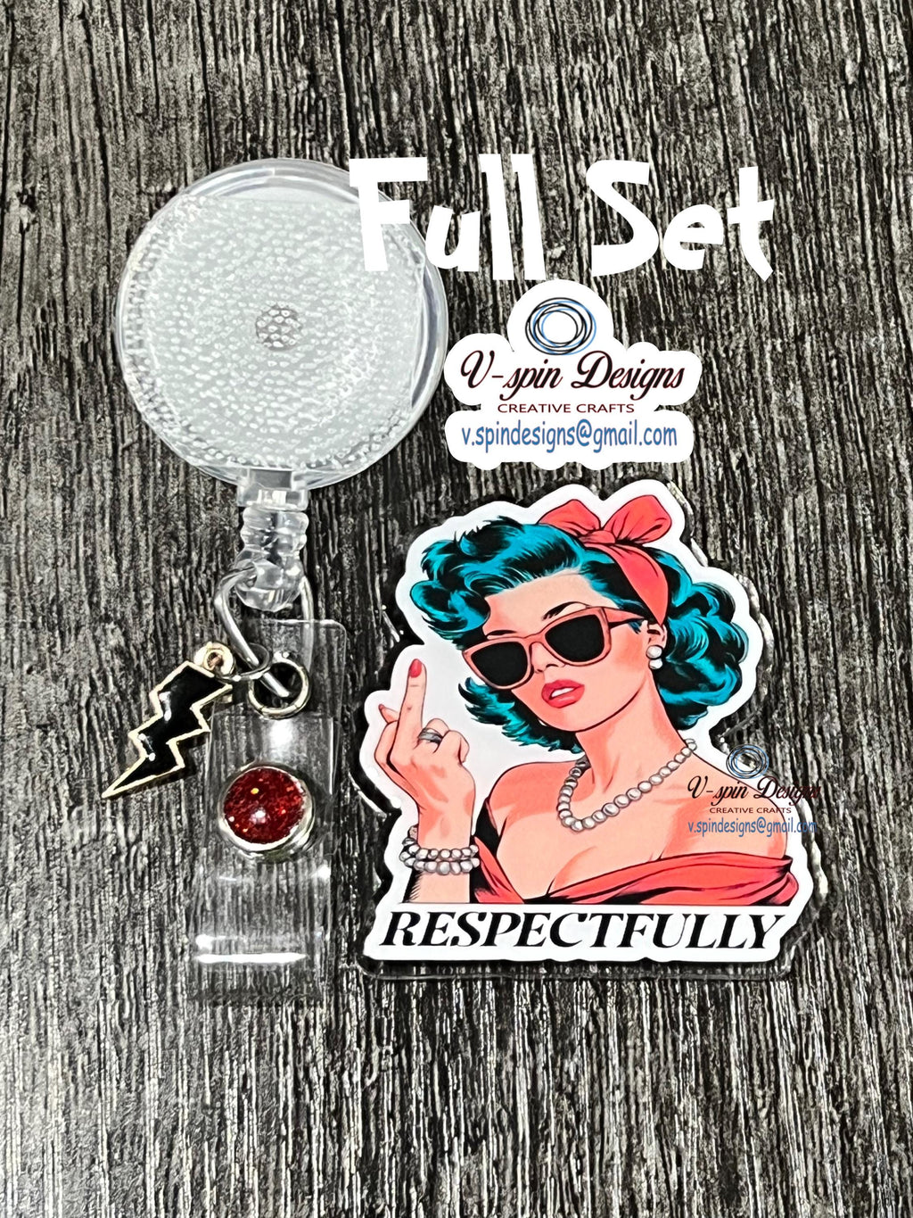 Respectfully Badge reel/ID Holder card holder/nurse badge reels/teachers/funny badge reels