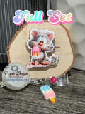 Cute Whimsical Summer Cat Badge Reel | Retractable Acrylic ID Holder