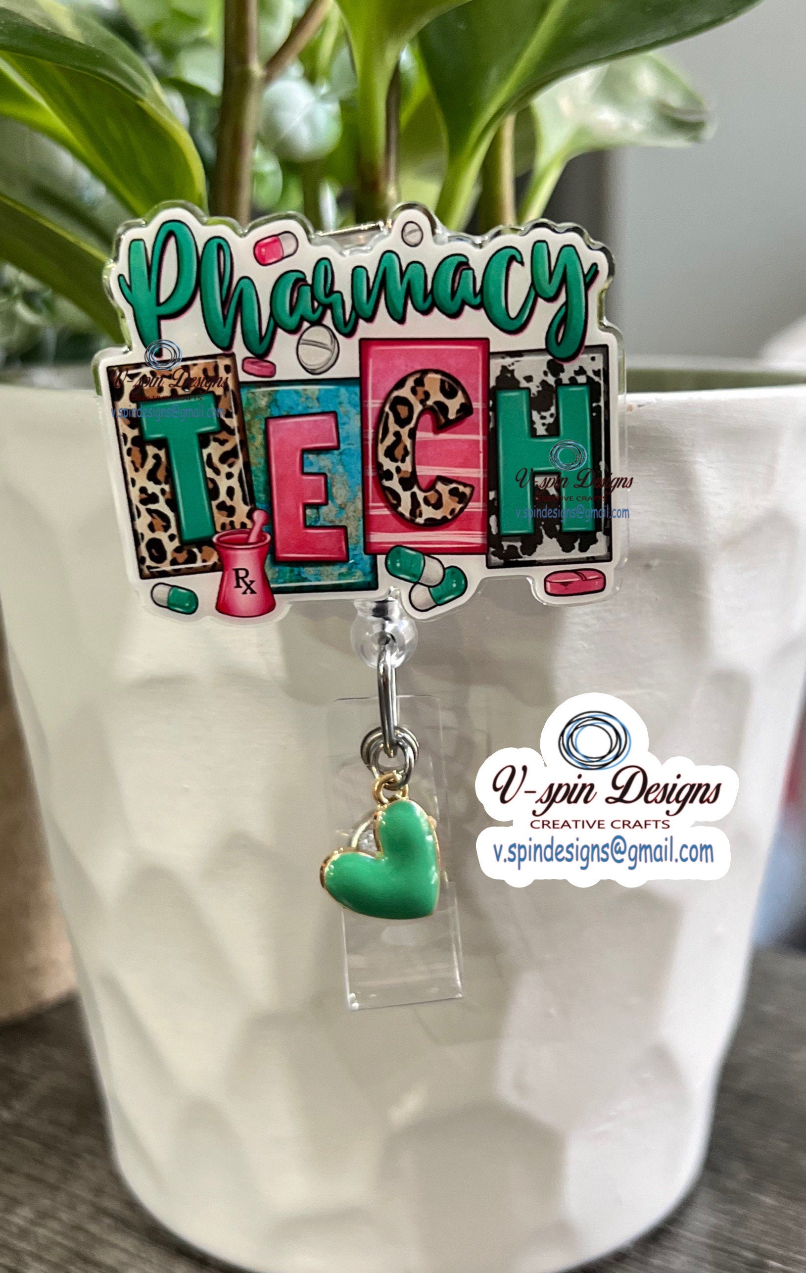 Pharmacy Tech badge reel/ID Holder card holder/pharmacy badge reels