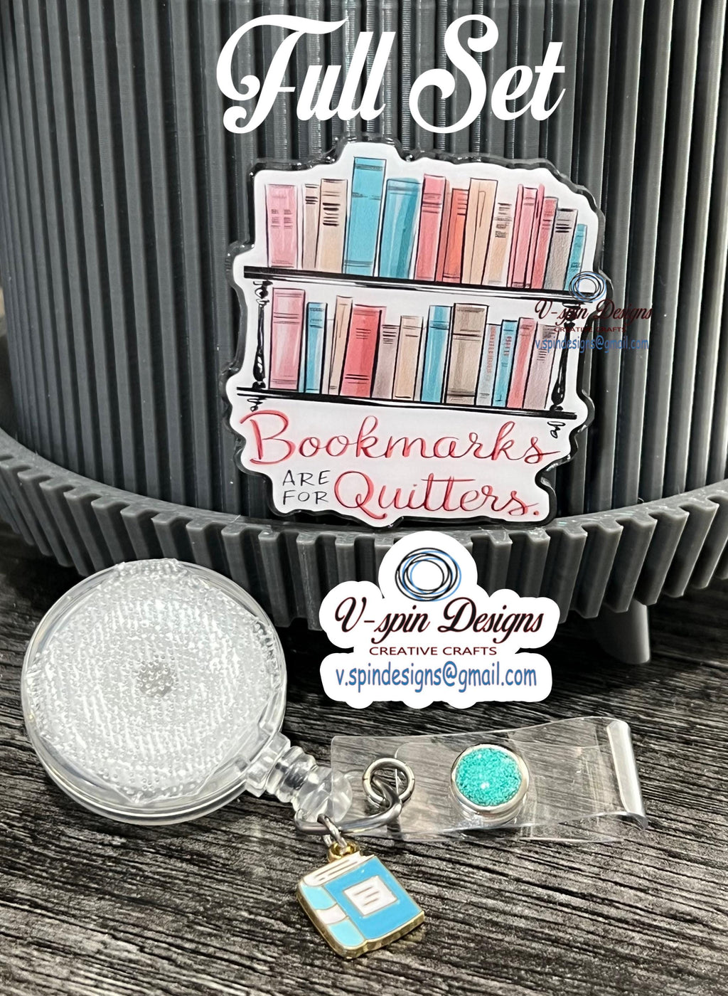 Bookmarks are for quitters Badge reel/ID Holder card holder/nurse/teachers/fun/book badge reels